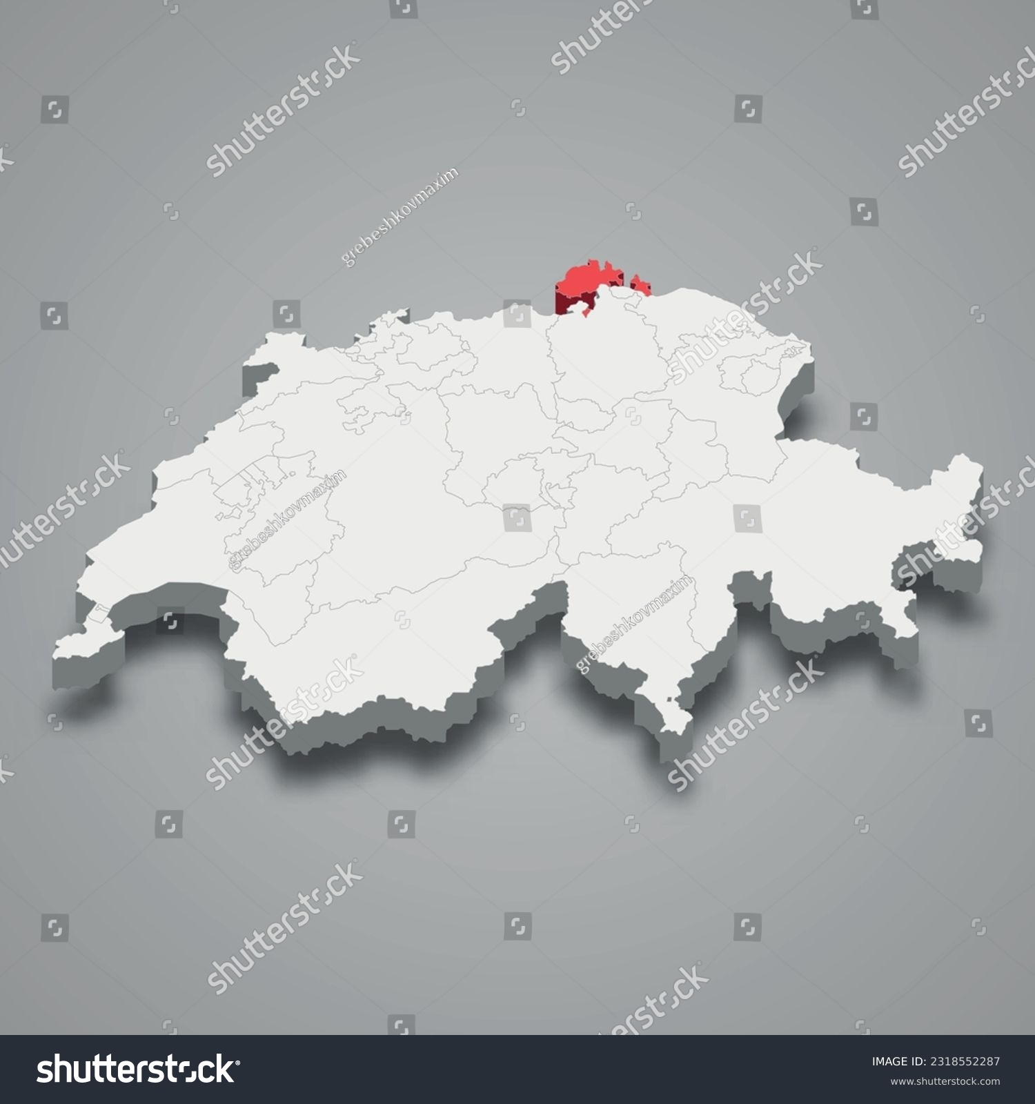 Schaffhausen cantone location within Switzerland - Royalty Free Stock ...