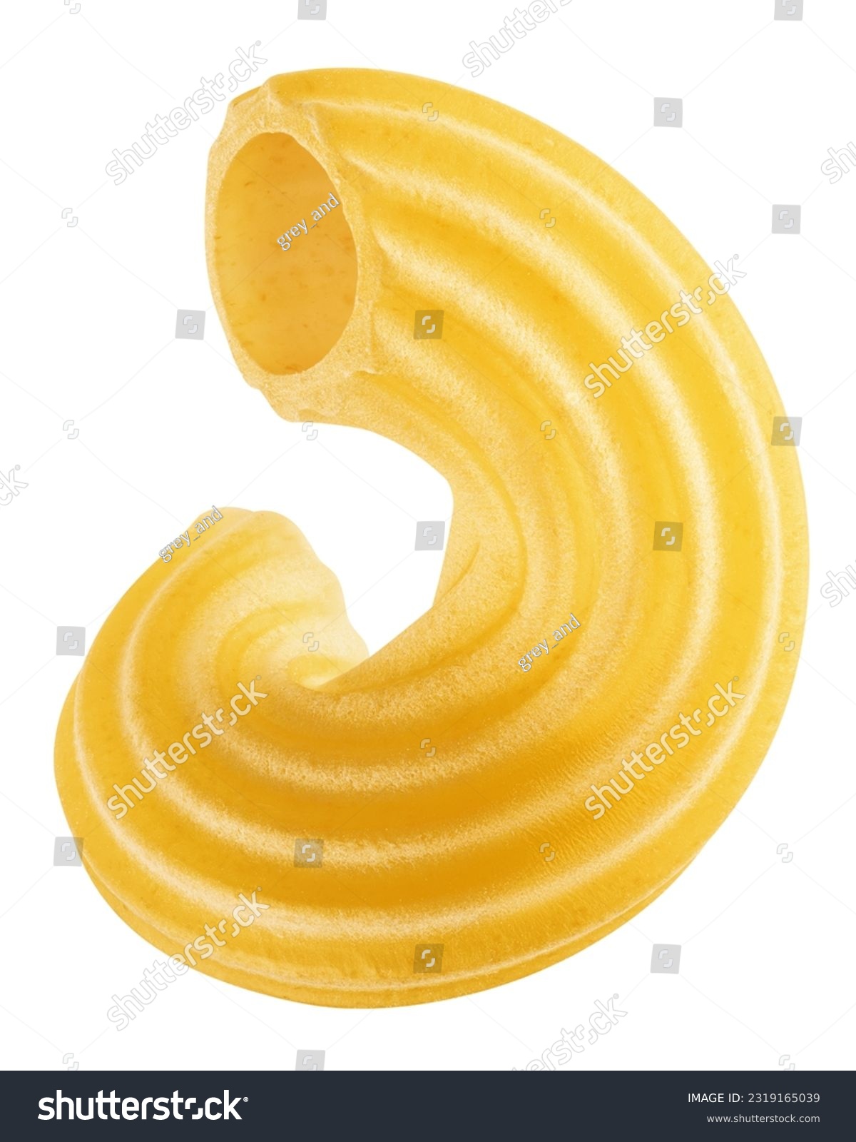 raw Cavatappi, Cellentany, uncooked Italian Pasta, isolated on white background, clipping path, full depth of field #2319165039