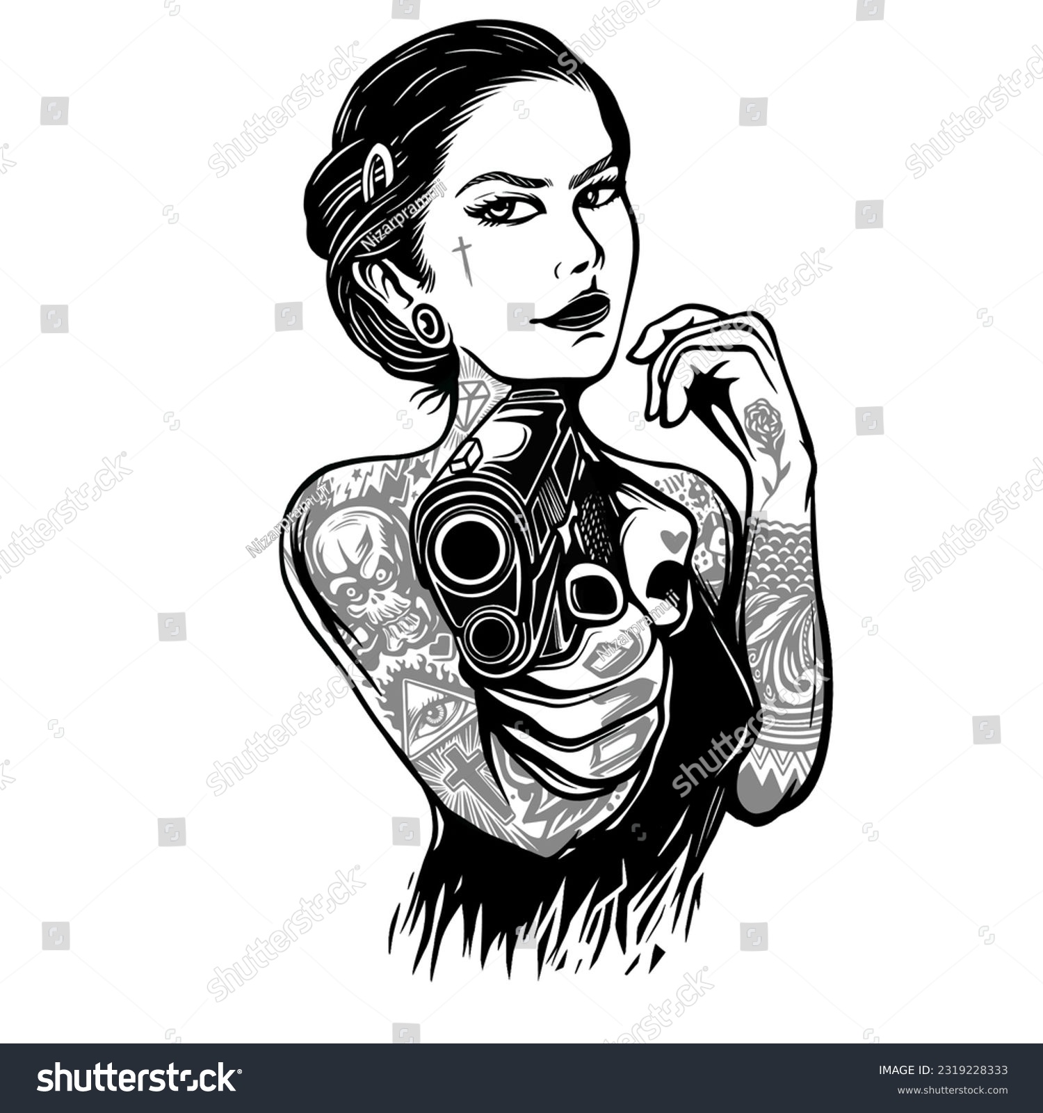 Free Vector Chicano Tattoo Vintage Concept Royalty Free Stock Vector 2319228333 