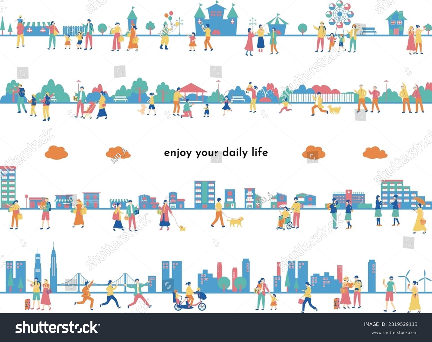 Illustration set of everyday life of people #2319529113