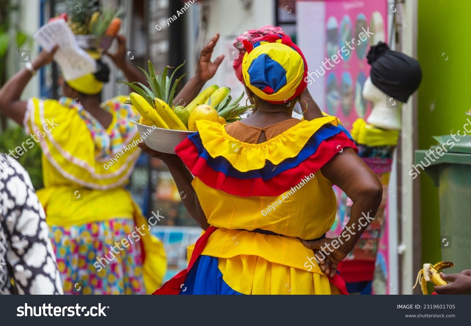 Traditional fruit street vendors in Cartagena de Indias , Colombia #2319601705