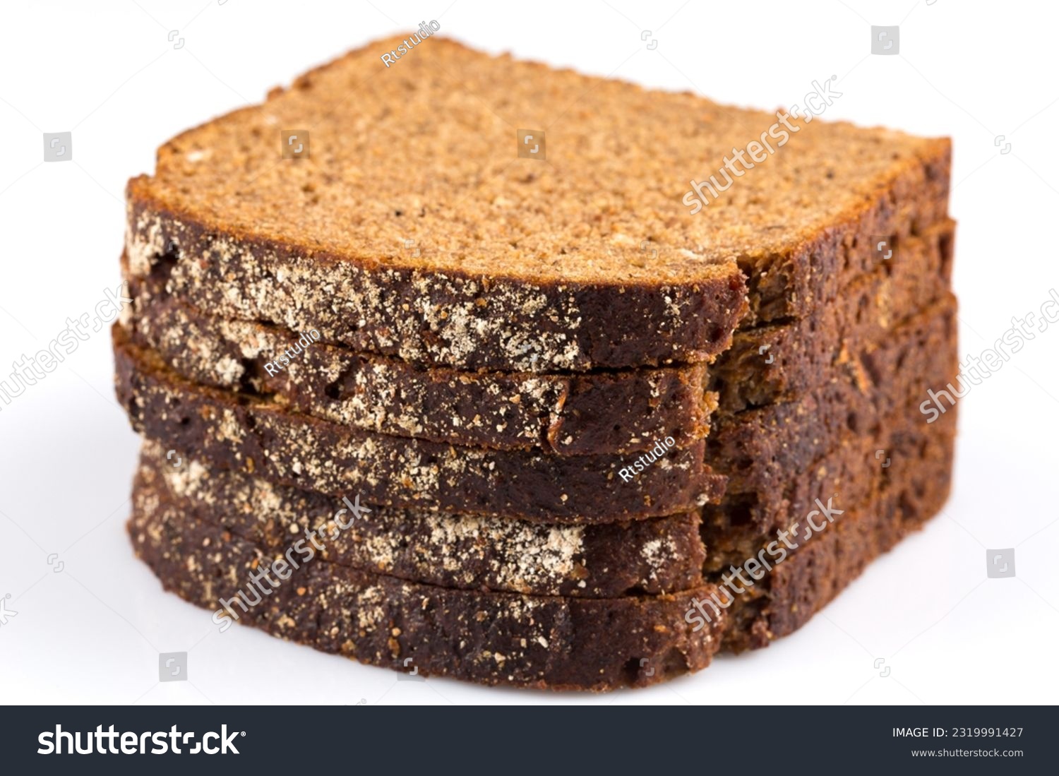 sliced of rye bread, isolated on white background #2319991427