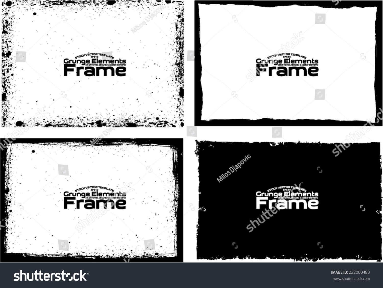 Grunge frame set texture - Abstract design template. Stock vector set - easy to use #232000480