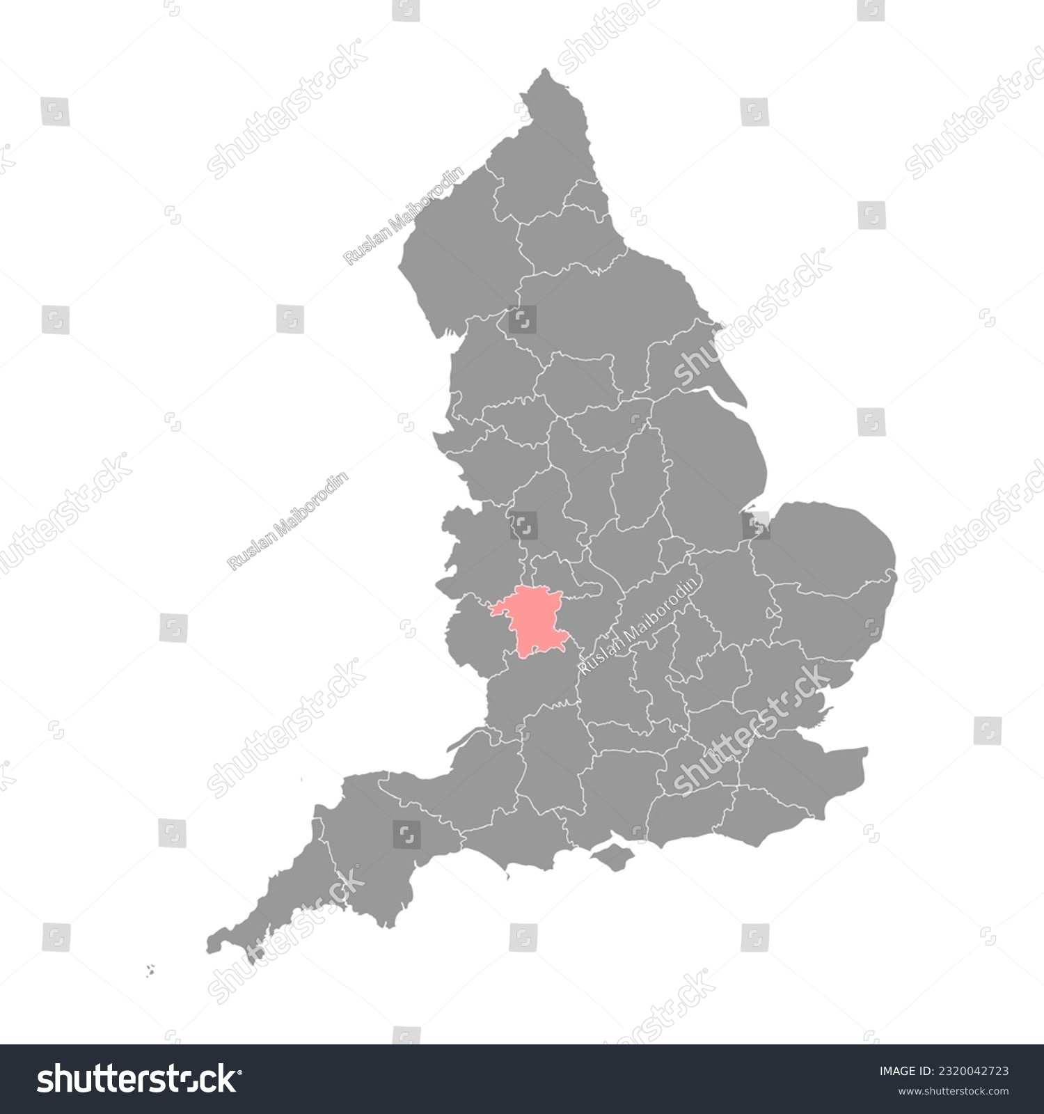 Worcestershire map, ceremonial county of England - Royalty Free Stock ...