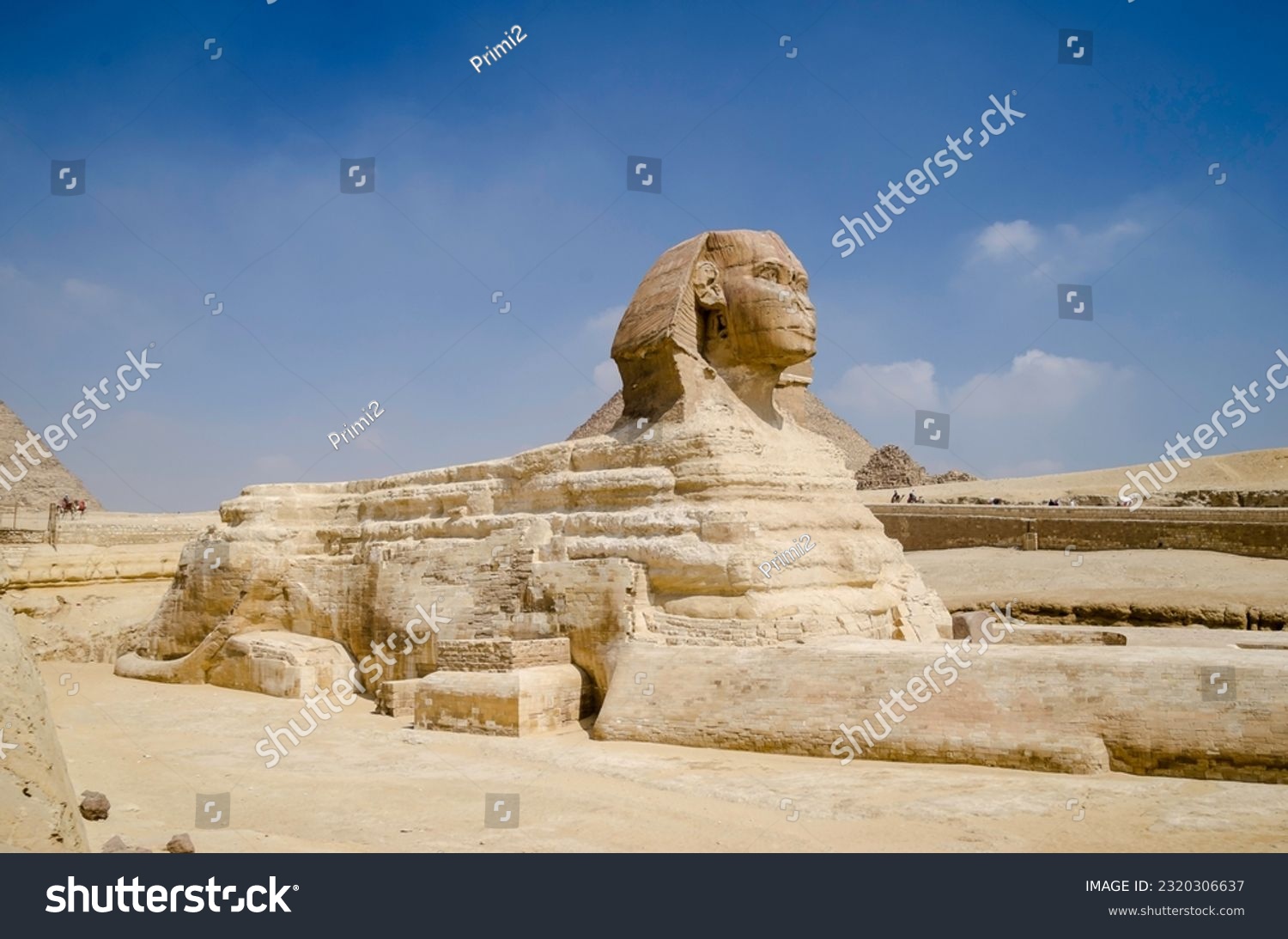 The Great Sphinx of Giza is a limestone statue of a reclining sphinx, a mythical creature #2320306637