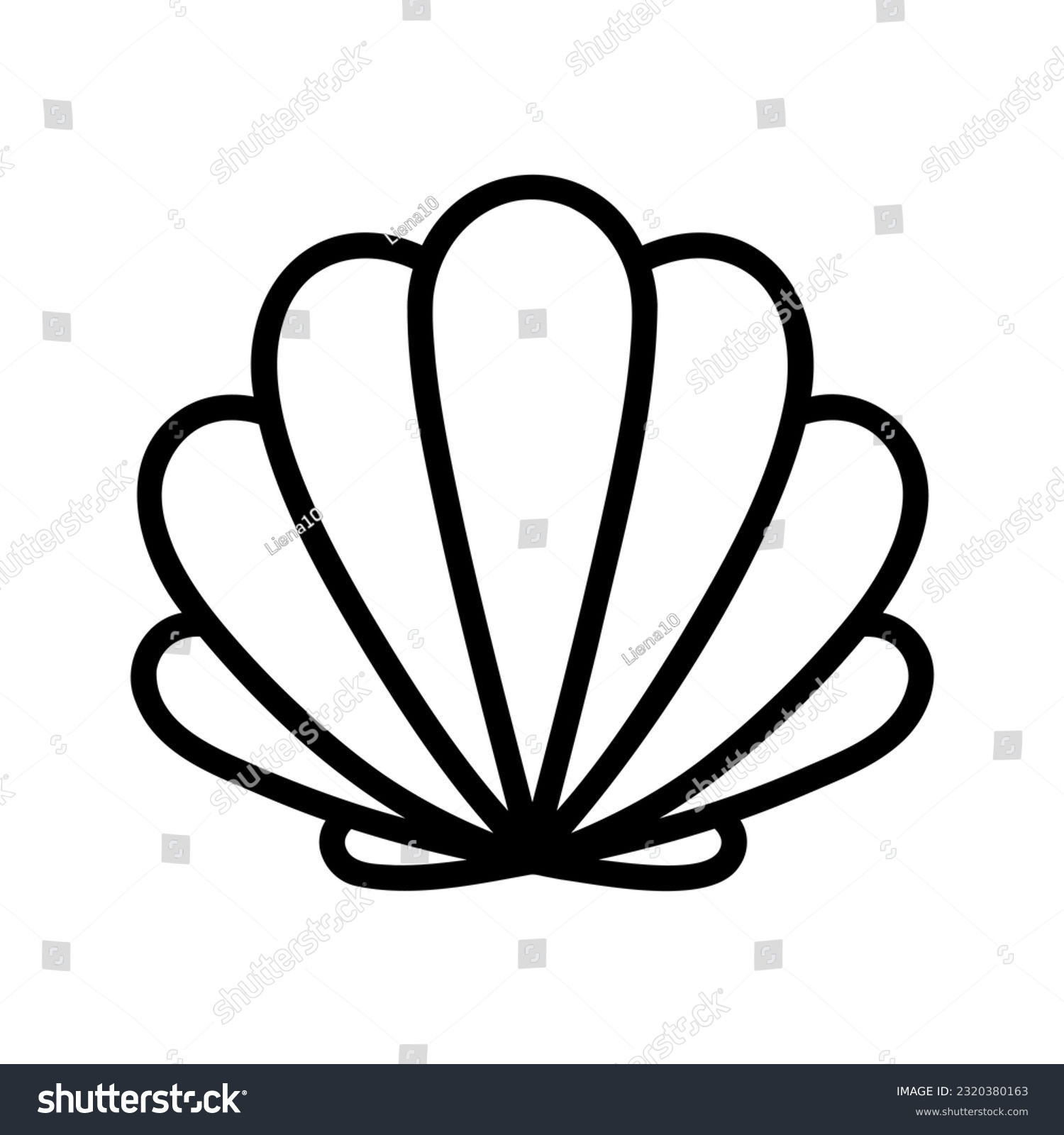 shell vector icon, scallop shellfish pearl logo, black line icon, sea shell symbol #2320380163