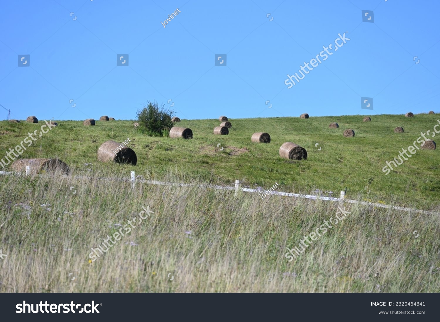 Hulunbeier grassland in Inner Mongolia, Fenced grassland, haystack #2320464841