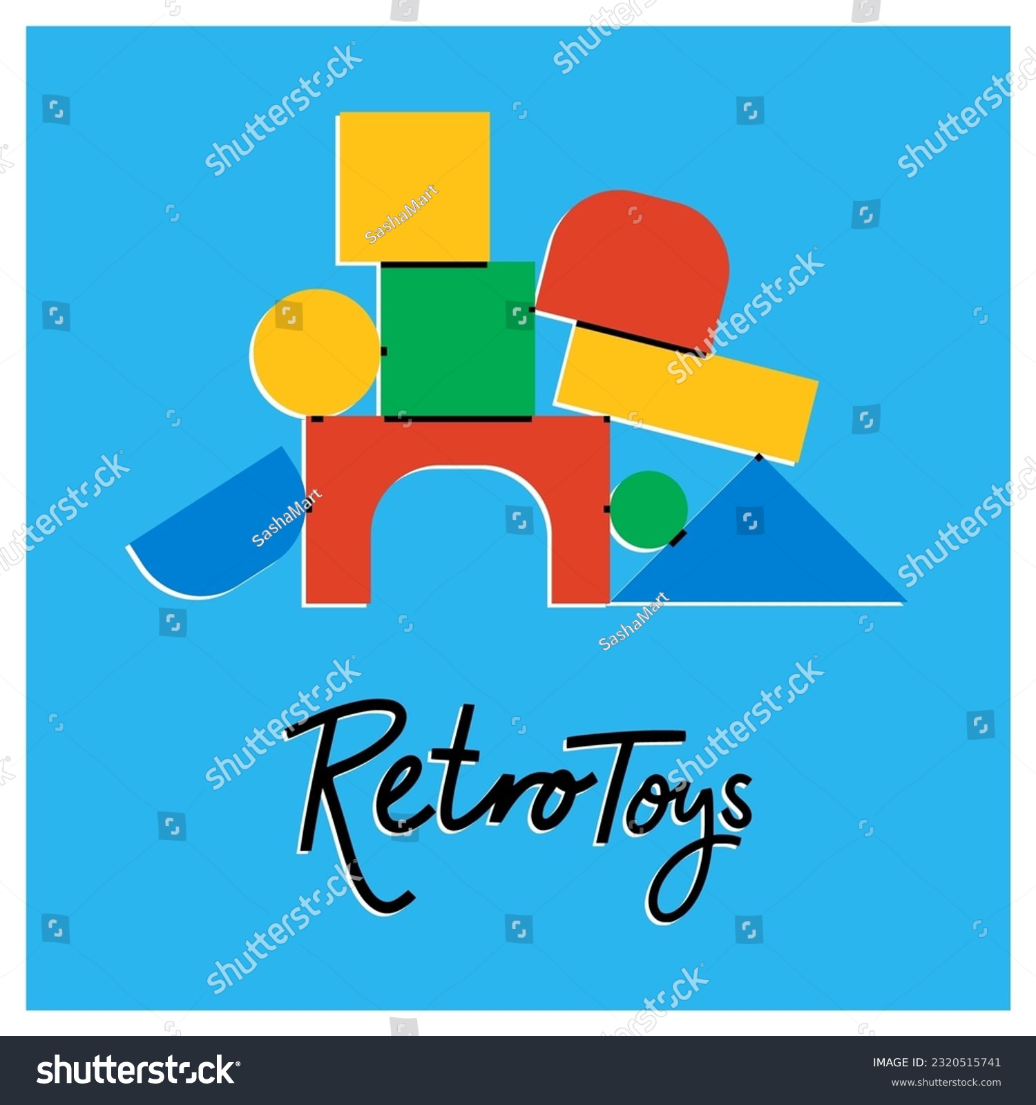 Poster with retro blocks and lettering Retro - Royalty Free Stock ...