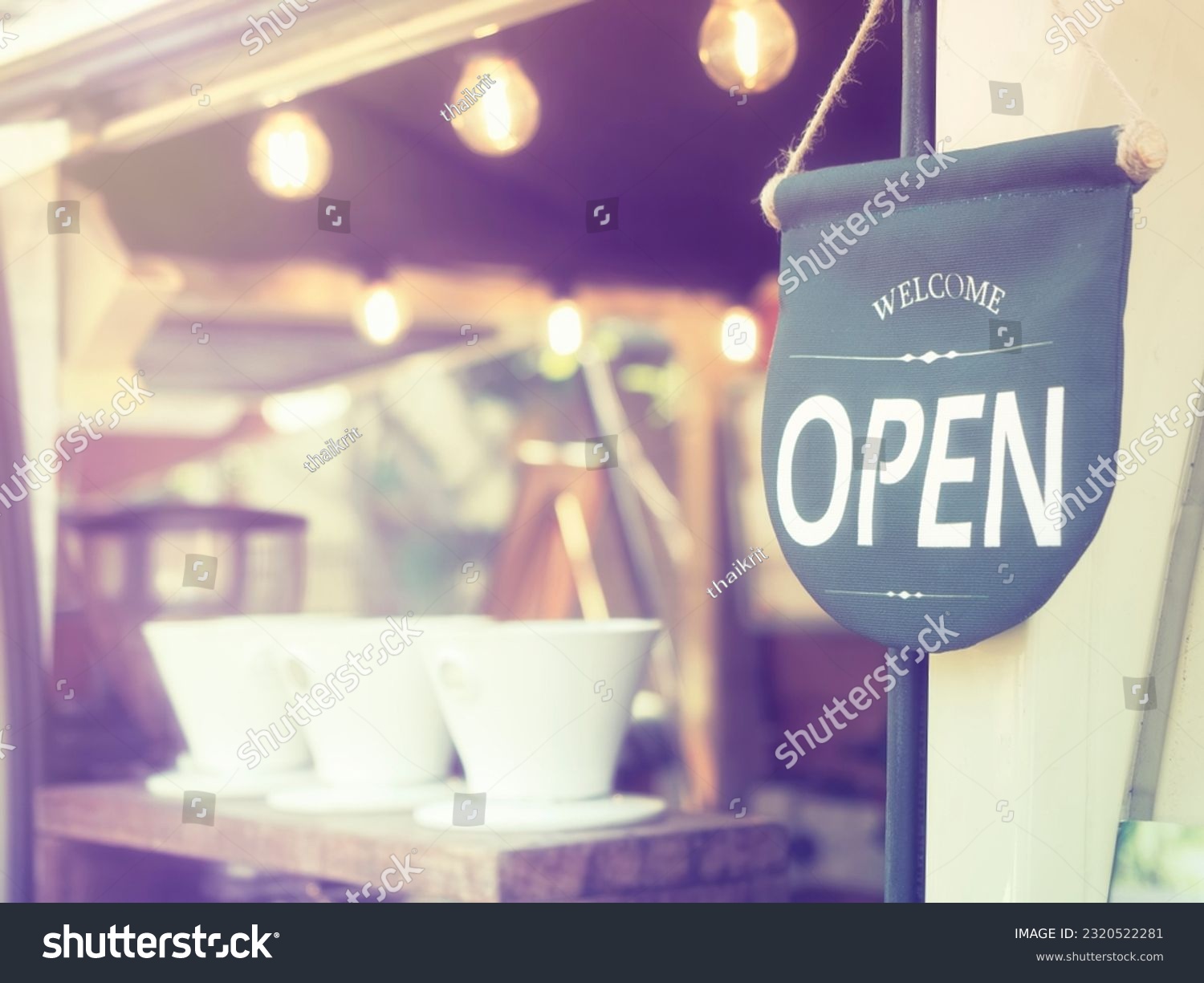 The coffee shop is now open. coffee shop background. #2320522281