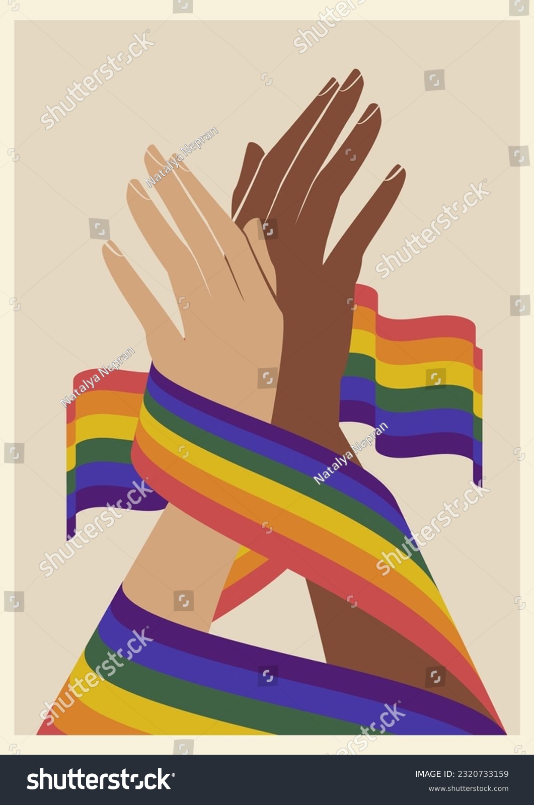 Hand Holding Together Rainbow Lgbt Flag Pride Royalty Free Stock