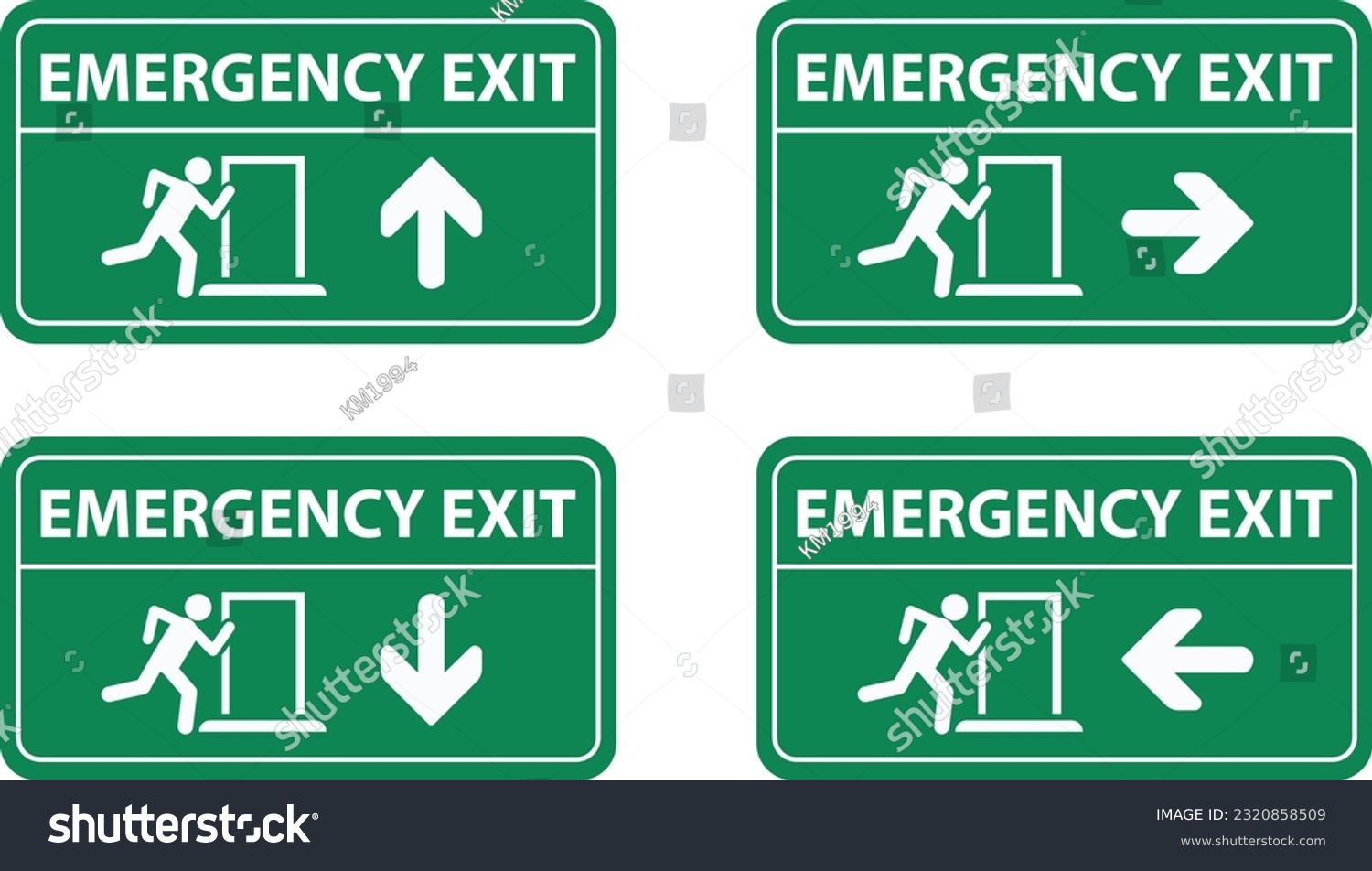 green emergency exit sign with arrow - Royalty Free Stock Vector ...