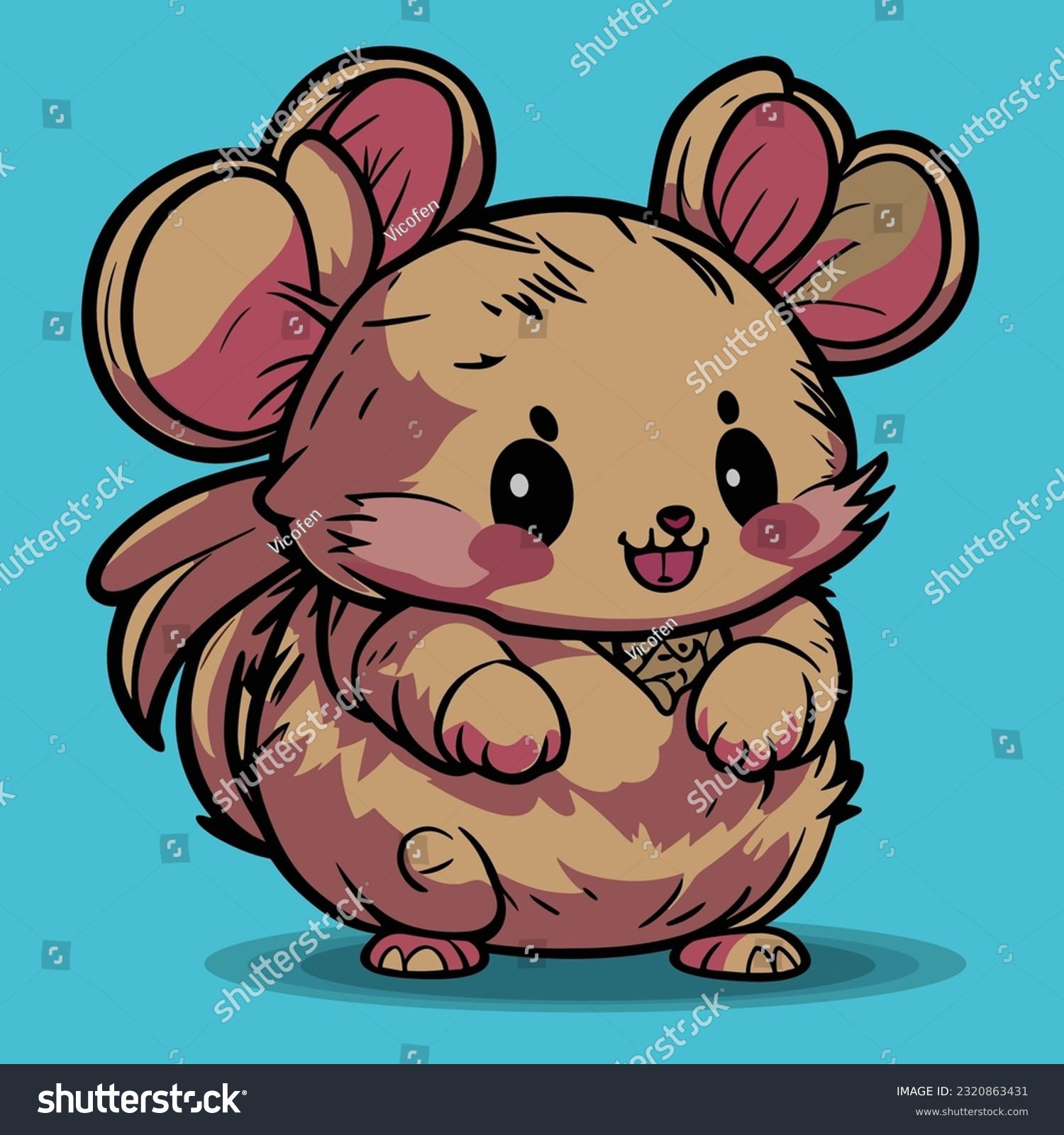 Cute fat mouse kawaii, vector cartoon mascot - Royalty Free Stock ...