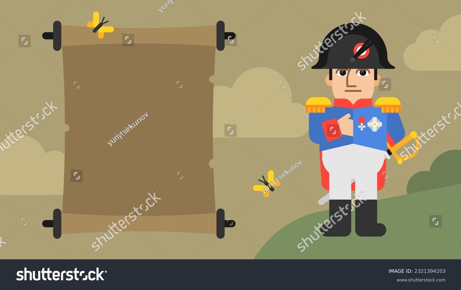 Illustration Napoleon Bonaparte and empty scroll - Royalty Free Stock ...