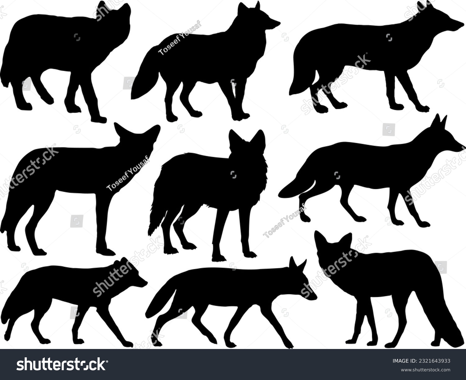 Set of Coyote Silhouette Vector Art - Royalty Free Stock Vector ...