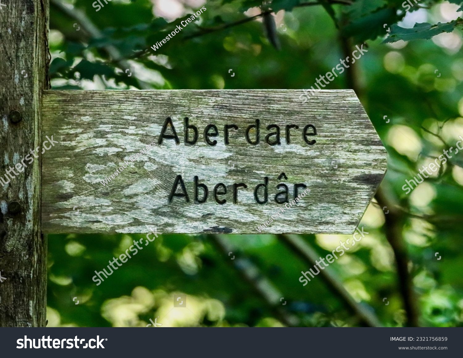 A closeup of the Aberdare sign at The Dare Valley Country Park, South Wales #2321756859