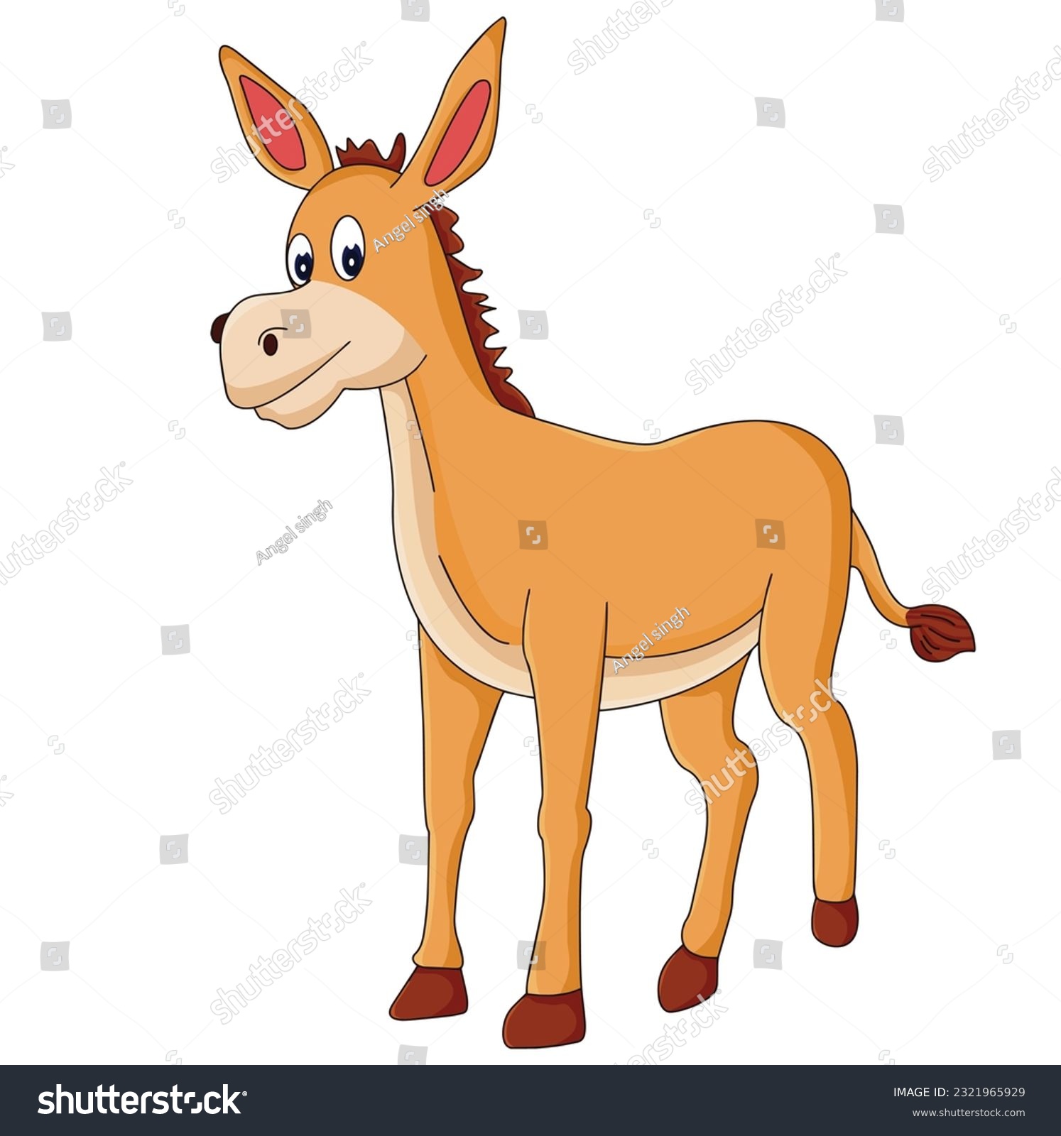 Cute cartoon funny donkey clipart page for kids - Royalty Free Stock ...