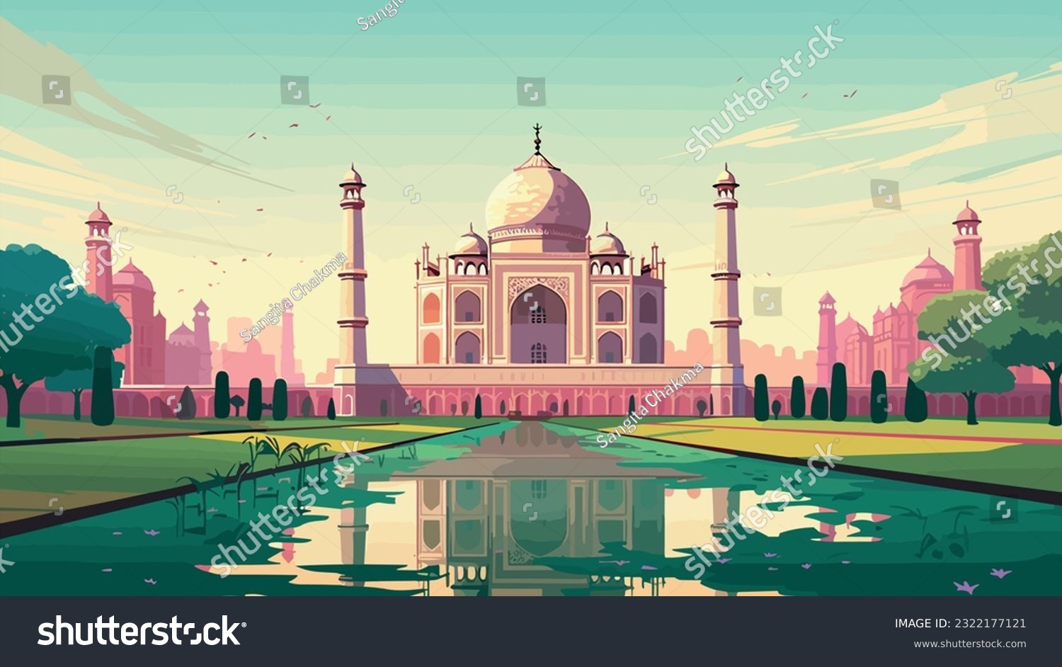 Taj Mahal India flat design - Royalty Free Stock Vector 2322177121 ...