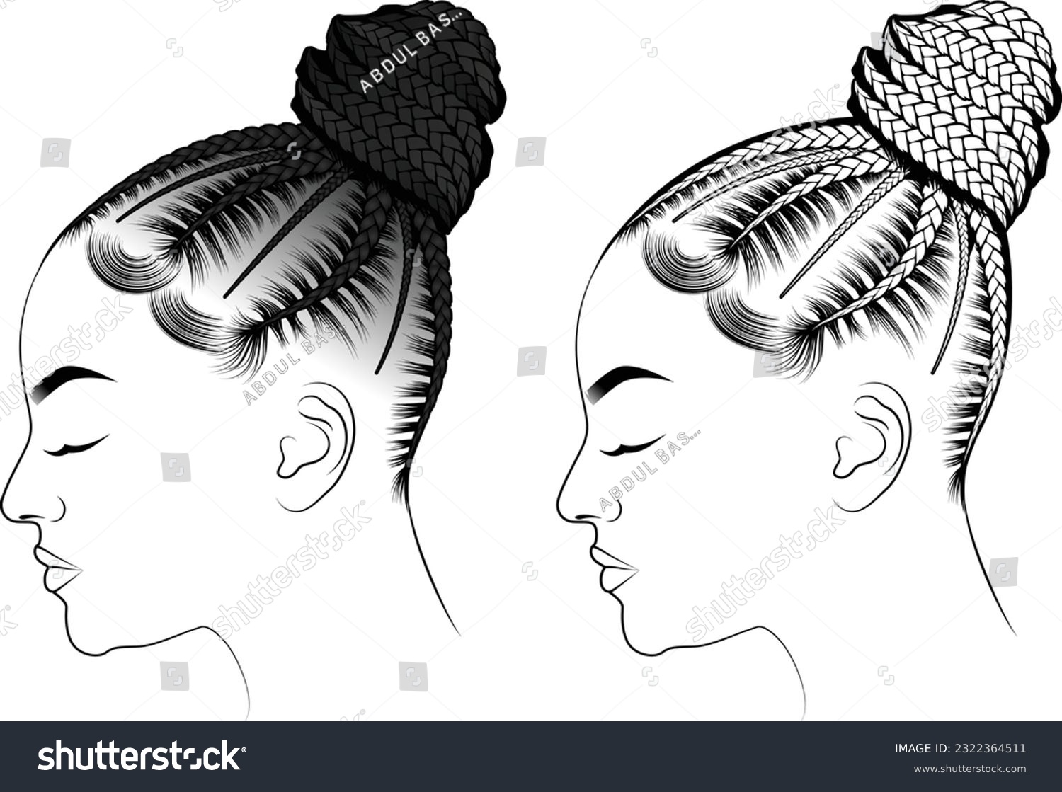 African Braids Hairstyle Vector - Hair Vector - - Royalty Free Stock ...