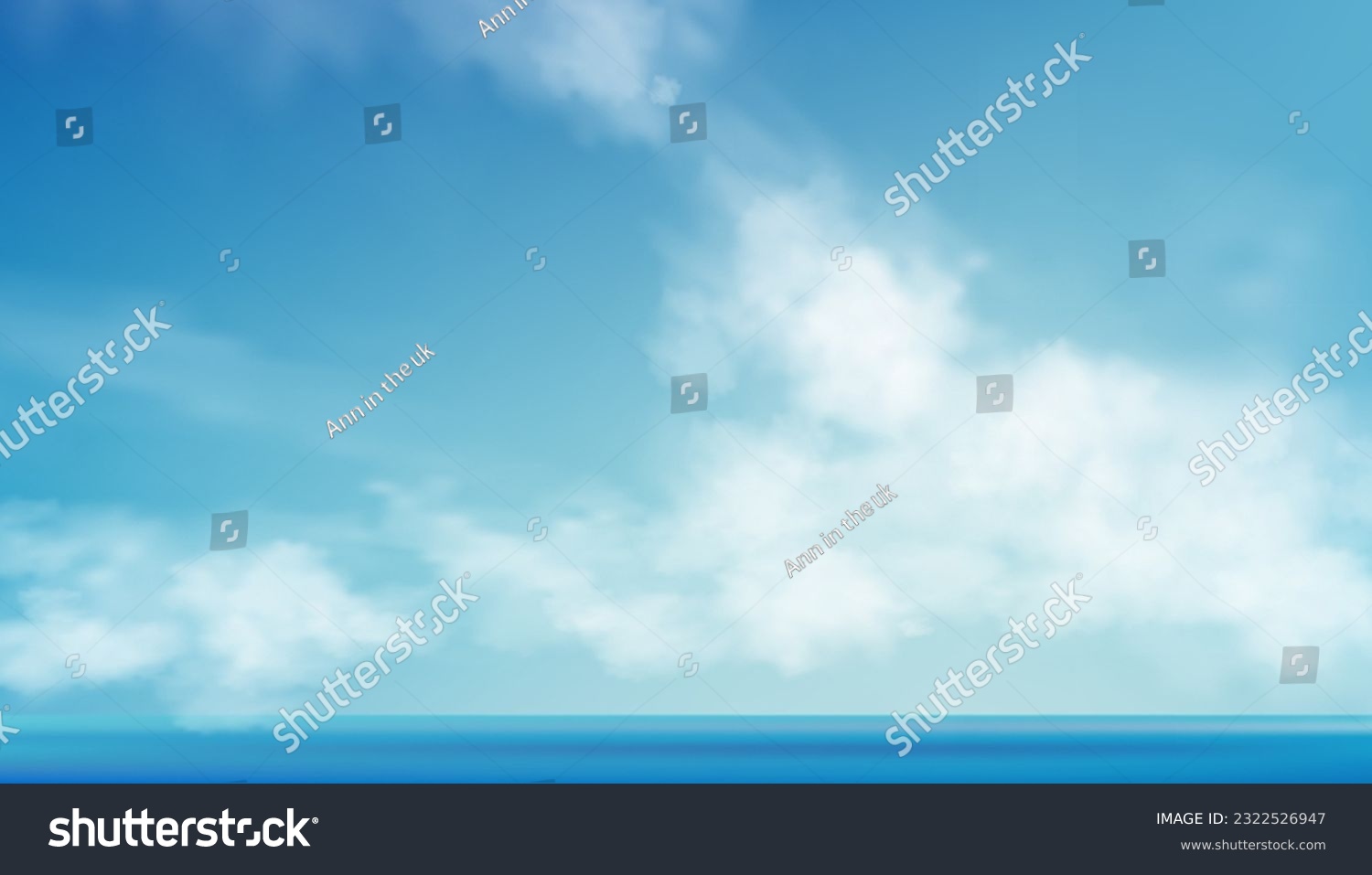 Morning Sky, Horizon Spring Sky Scape in blue by the Sea,Vector of nature cloud, sky in sunny day Summer, Horizon picturesque banner background for World environment day,Save the earth or Earth day #2322526947