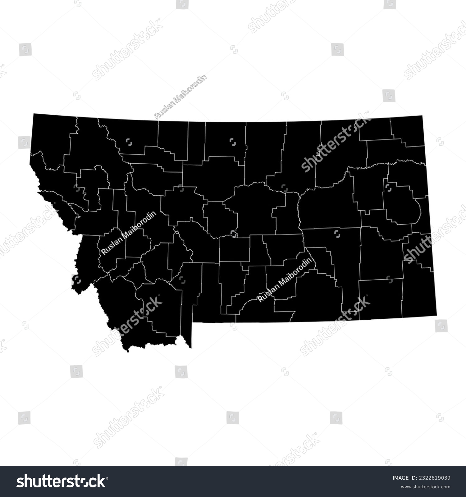 Montana state map with counties. Vector - Royalty Free Stock Vector ...