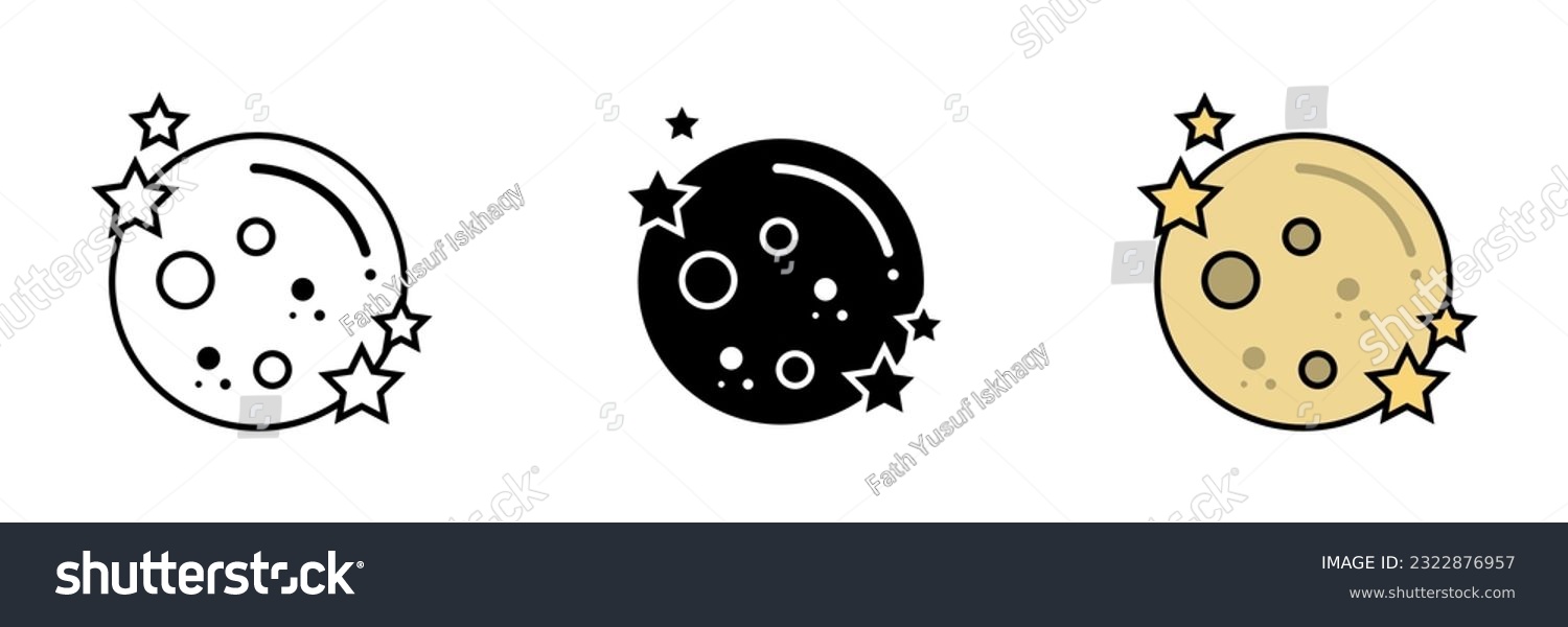 Moon and Star Icon, an icon featuring a crescent moon and a star, representing the beauty and mystique of the nighttime sky. #2322876957