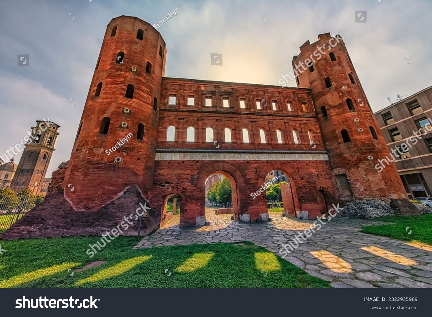 The Palatine Towers, an ancient roman city gate in the Old Town of Turin, Italy #2322935989