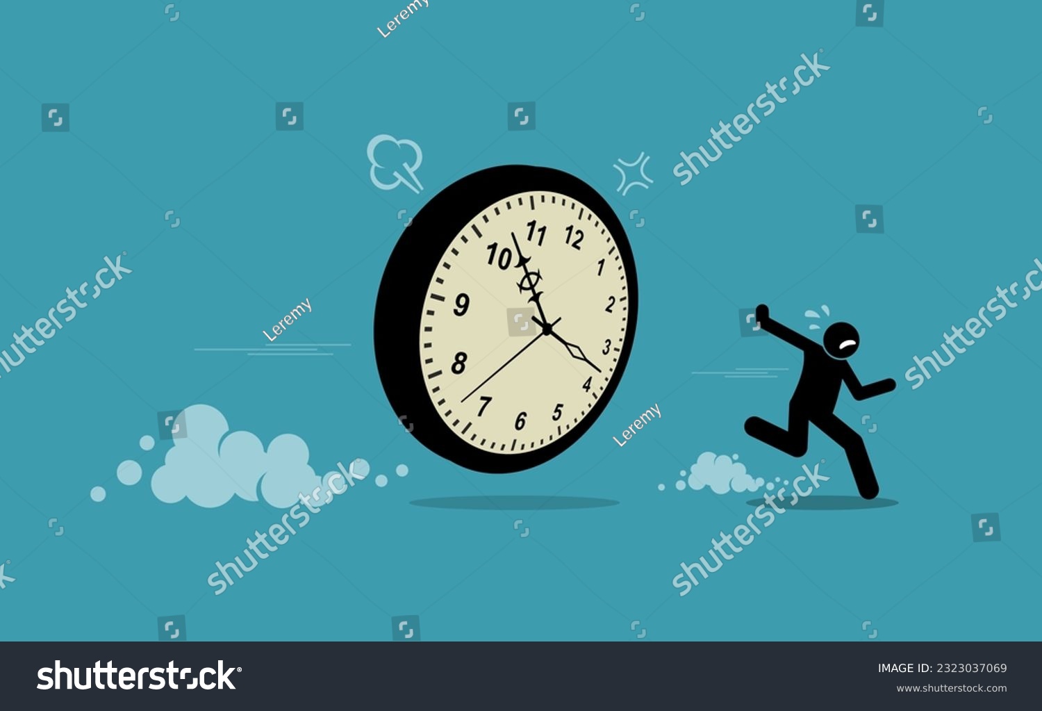 Man chasing by clock time and running away. - Royalty Free Stock Vector ...