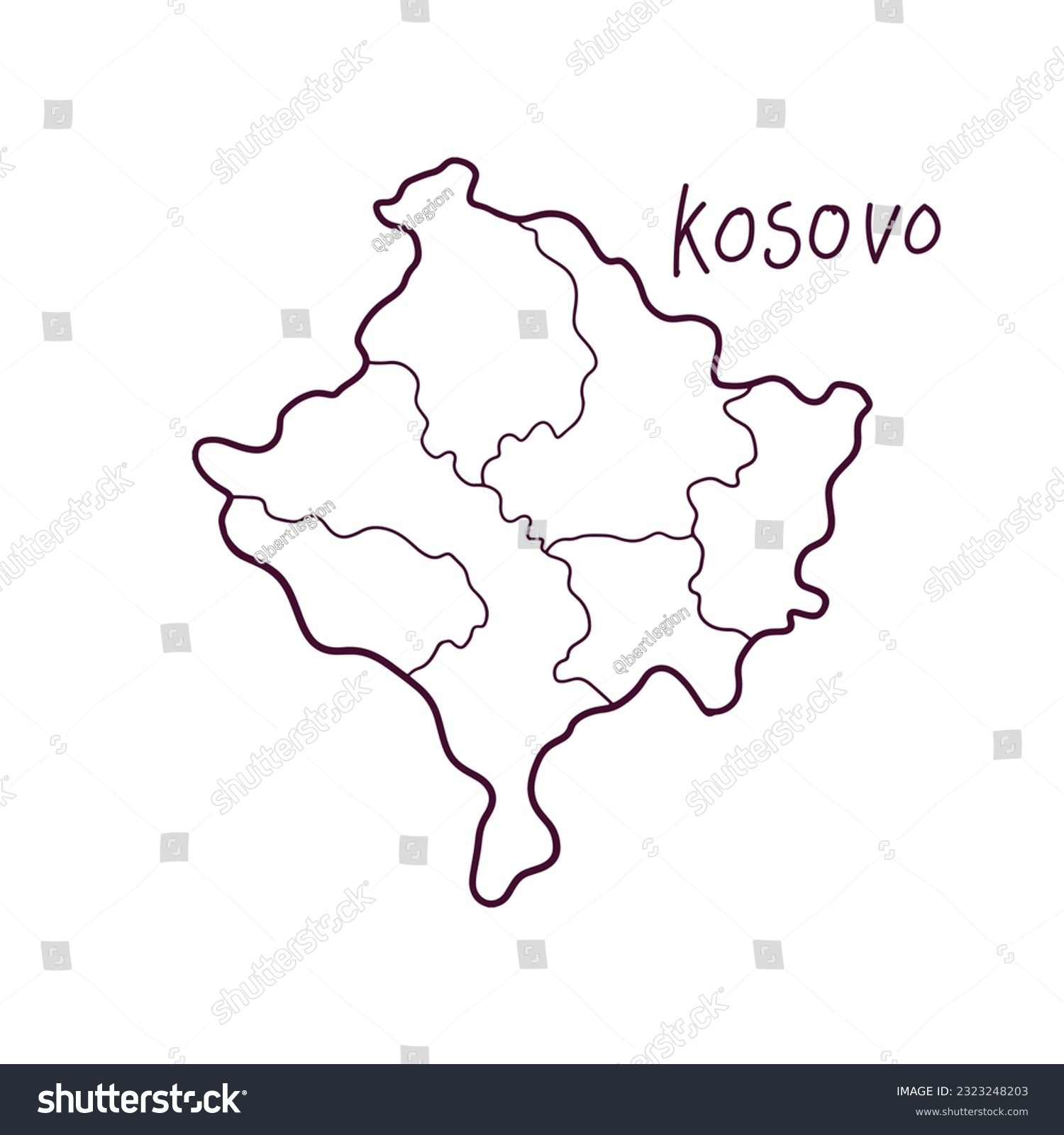 Hand Drawn Doodle Map Of Kosovo. Vector - Royalty Free Stock Vector ...