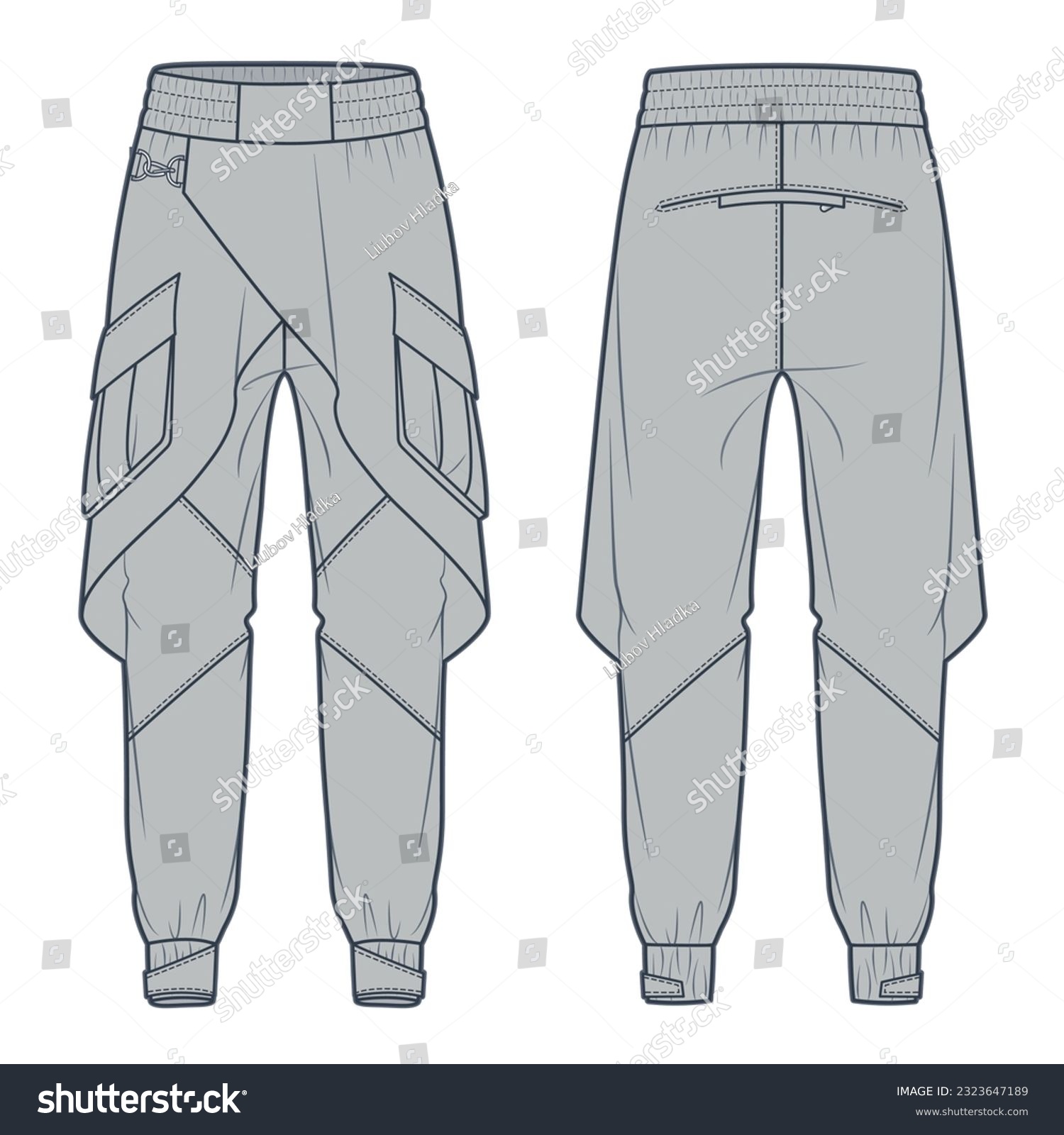 Cargo Pants Technical Fashion Illustration Wrap Royalty Free Stock