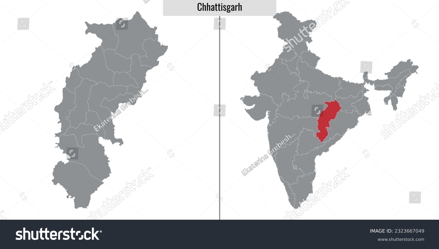 map of Chhattisgarh state of India and location - Royalty Free Stock ...