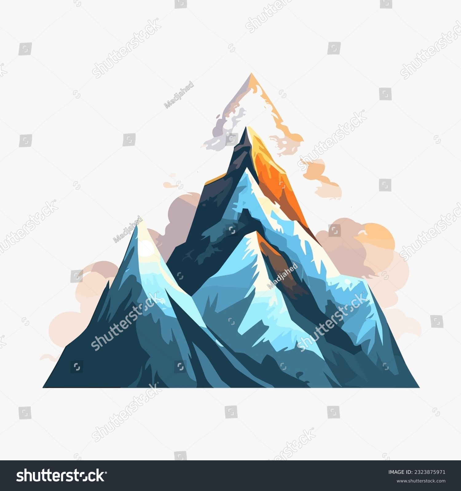 Rocky mountain on a white background. Vector illustration #2323875971