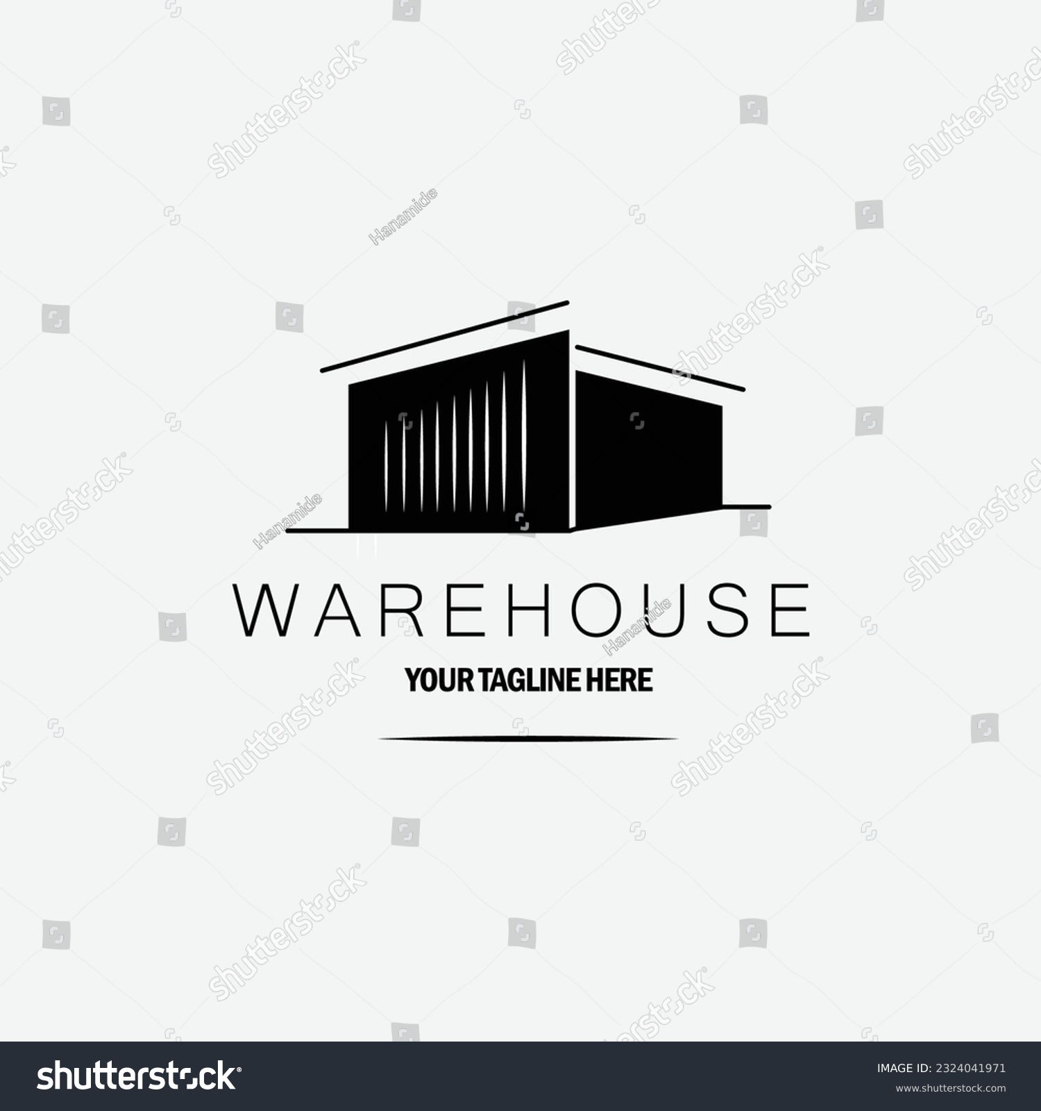 logo warehouse line art logo vector concept - Royalty Free Stock Vector ...