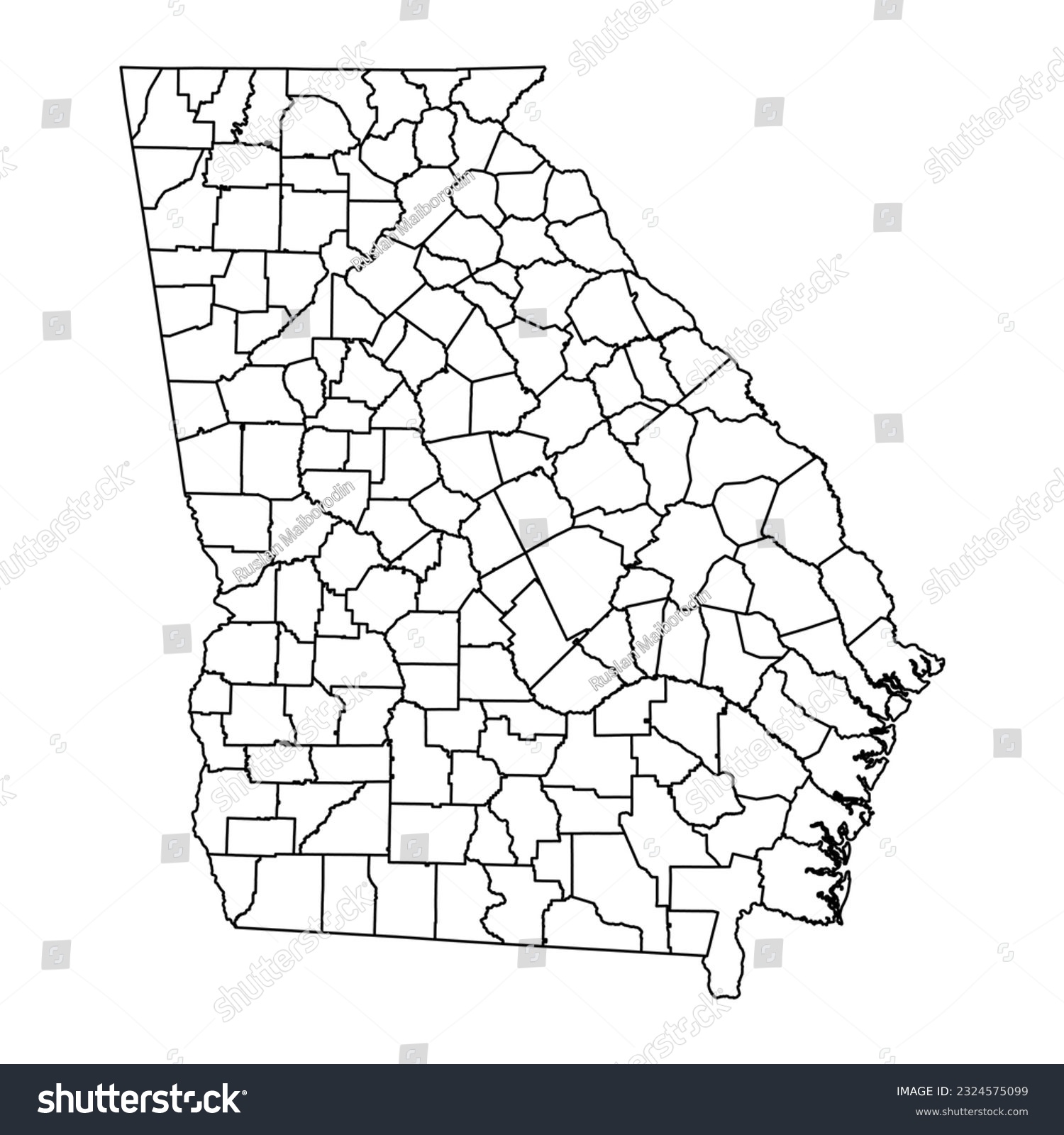 Georgia state map with counties. Vector - Royalty Free Stock Vector ...