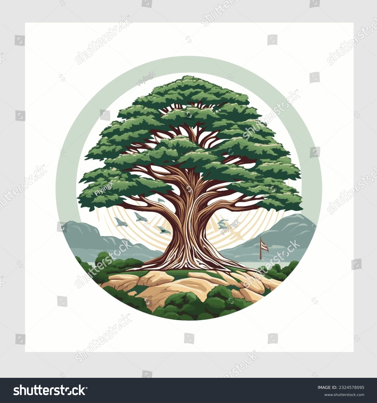 Cedar Tree Lebanon vector illustration #2324578095