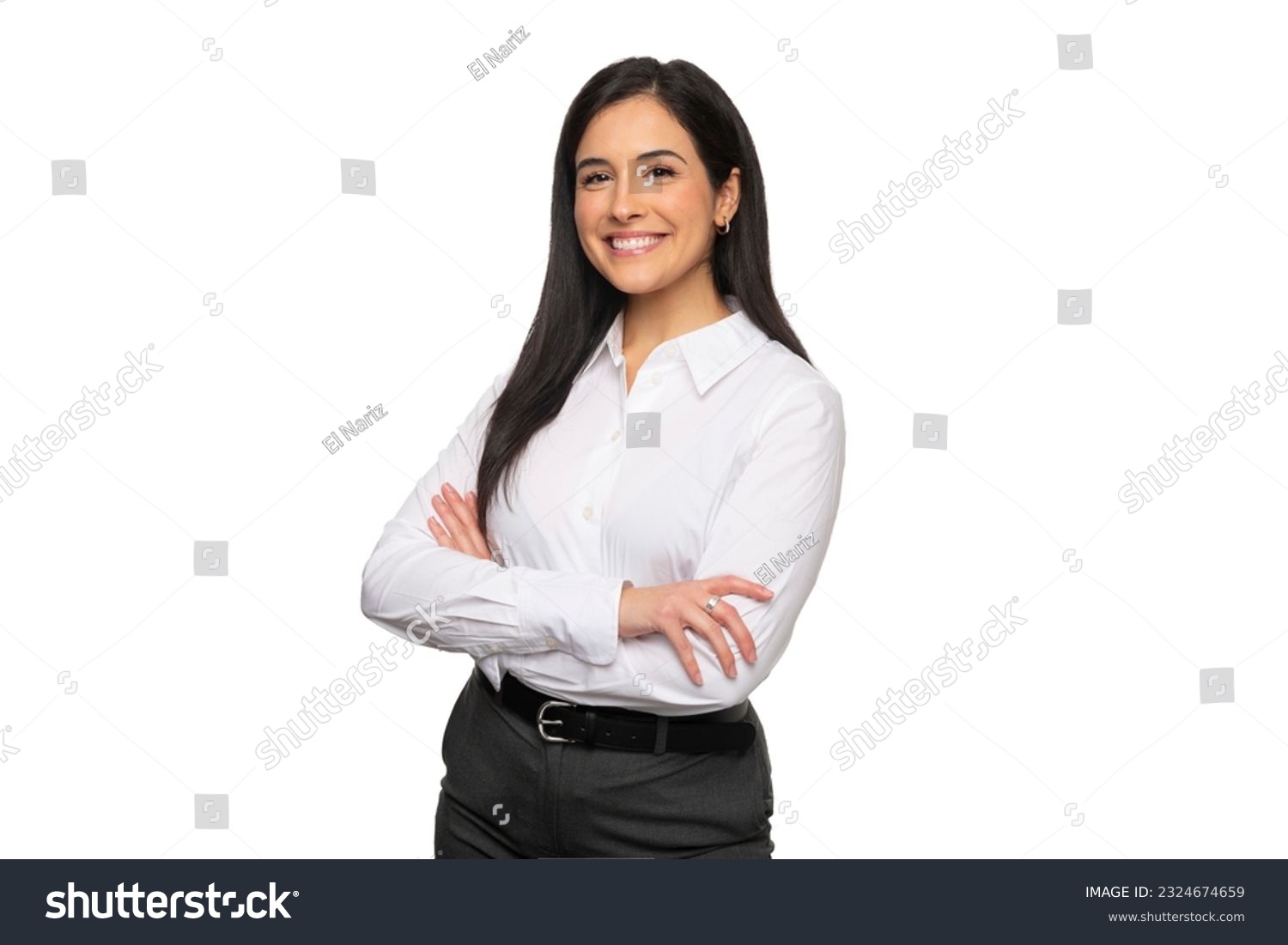 Confident business grad student mba degree success driven female brunette hispanic businesswoman, executive, layer, future CEO #2324674659
