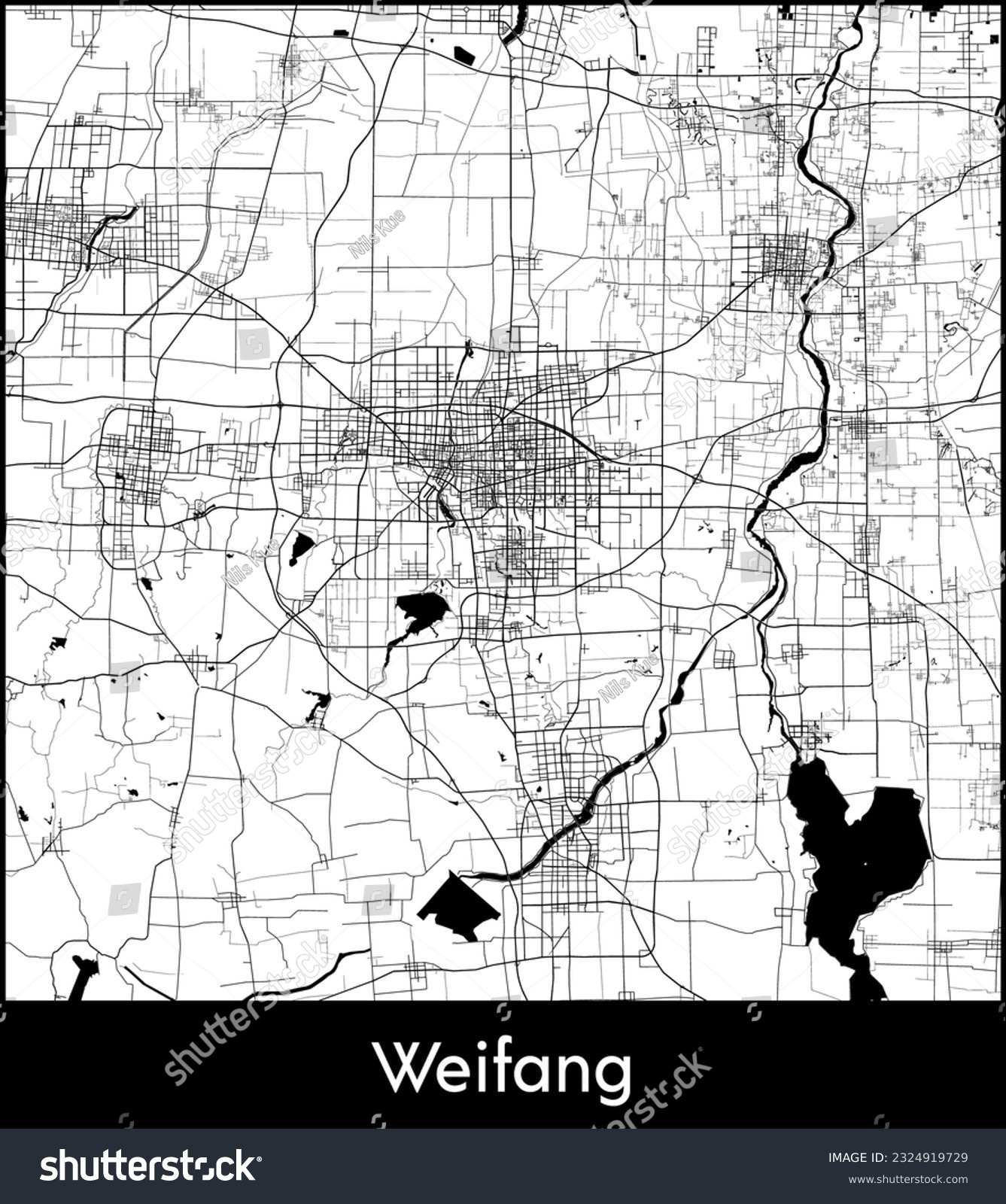 City Map Weifang China Asia vector illustration - Royalty Free Stock ...