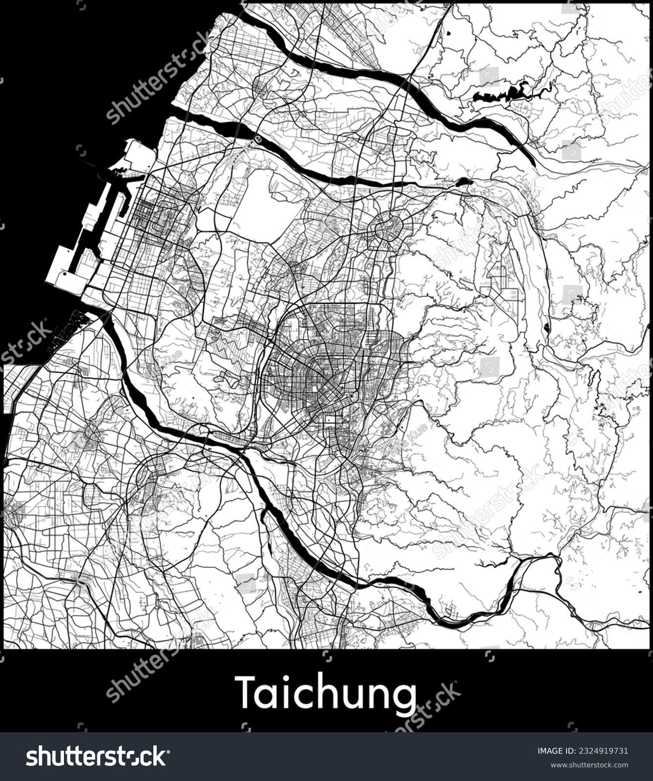 City Map Taichung China Asia vector illustration - Royalty Free Stock ...