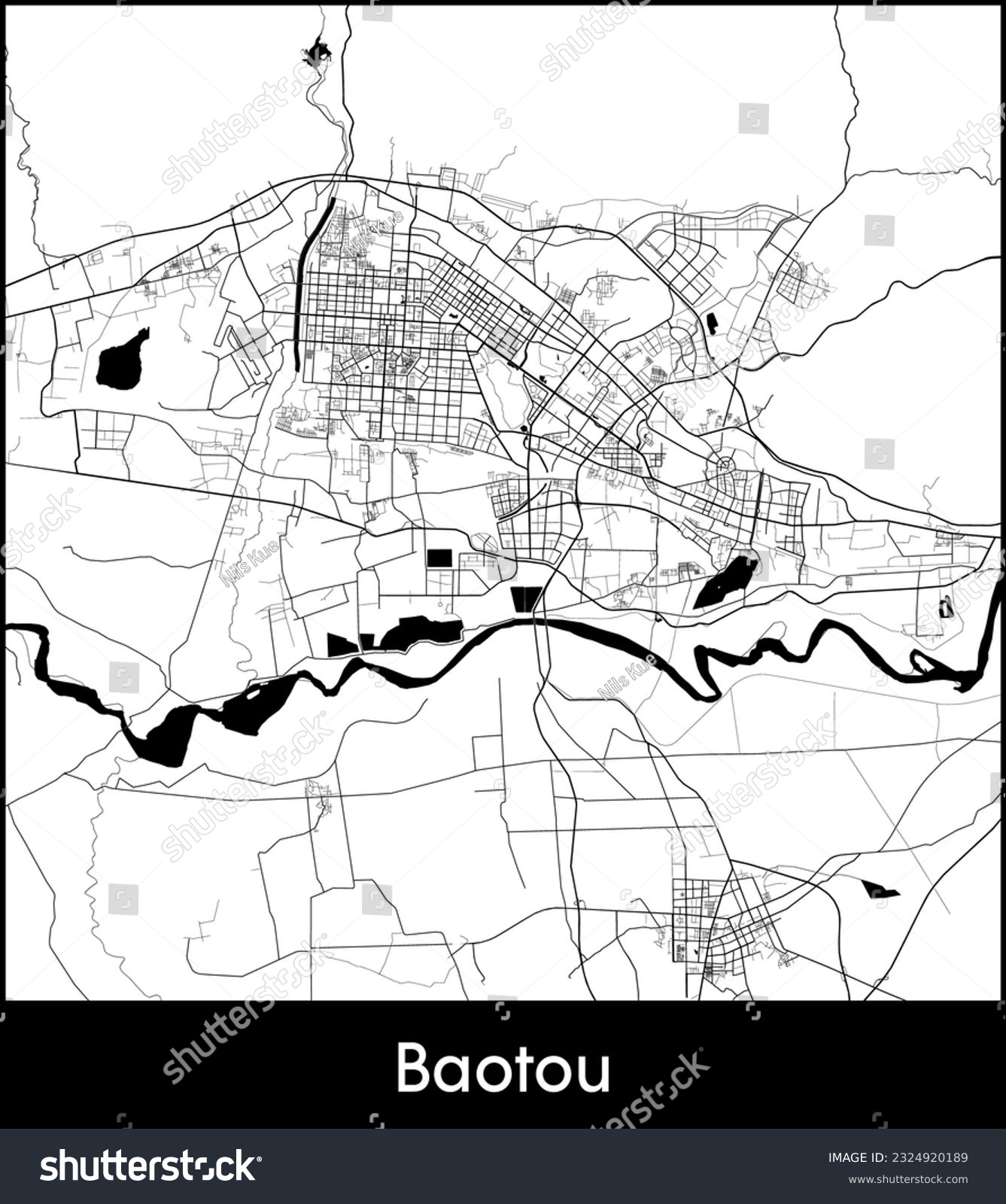 City Map Baotou China Asia vector illustration - Royalty Free Stock ...