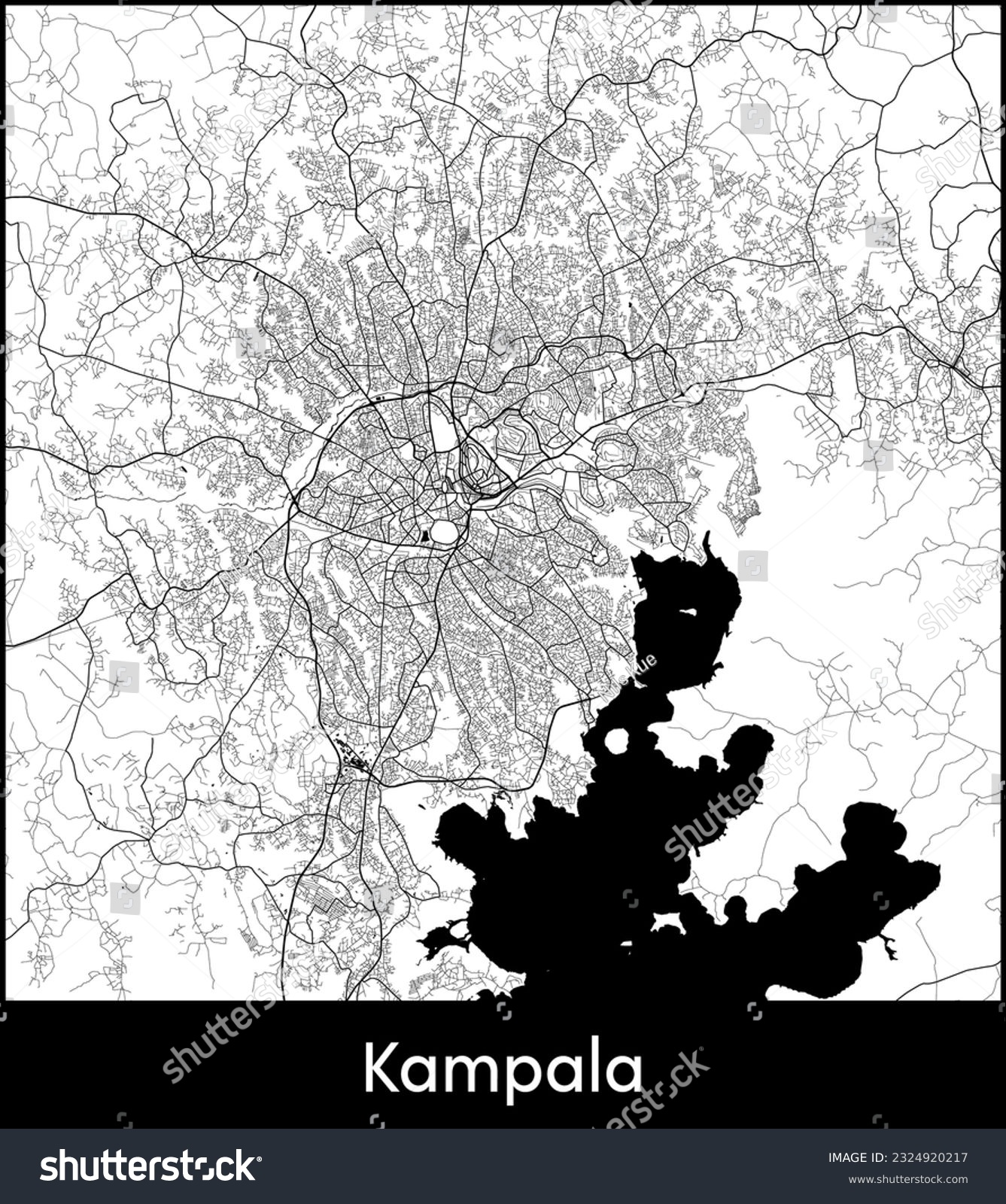 City Map Kampala Uganda Africa vector - Royalty Free Stock Vector ...