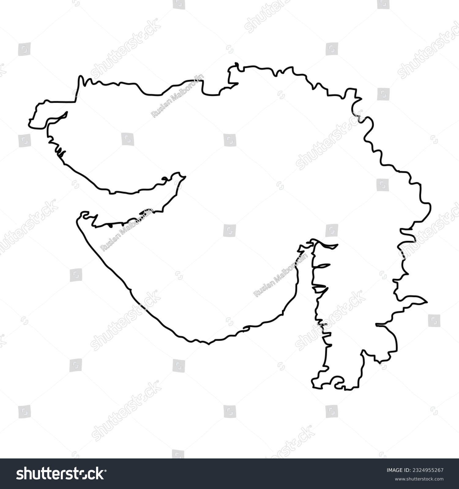 Gujarat state map, administrative division of - Royalty Free Stock ...