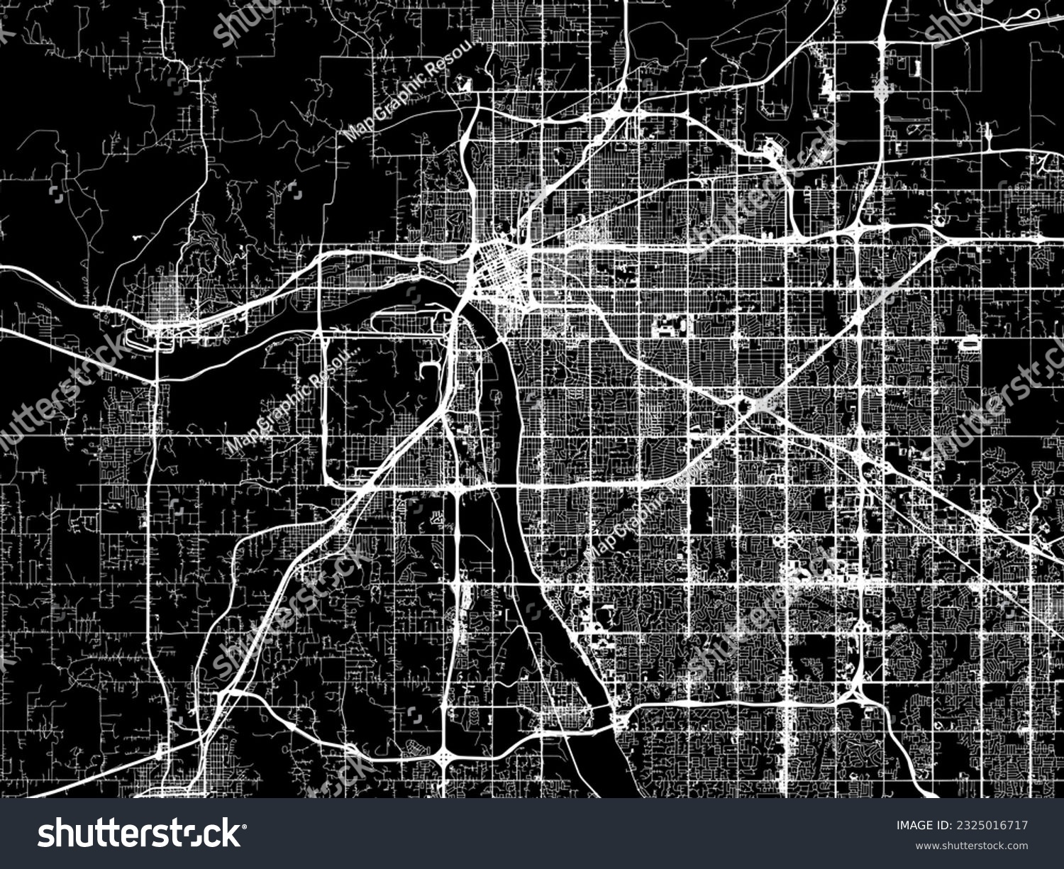 Vector city map of Tulsa Oklahoma in the United - Royalty Free Stock ...