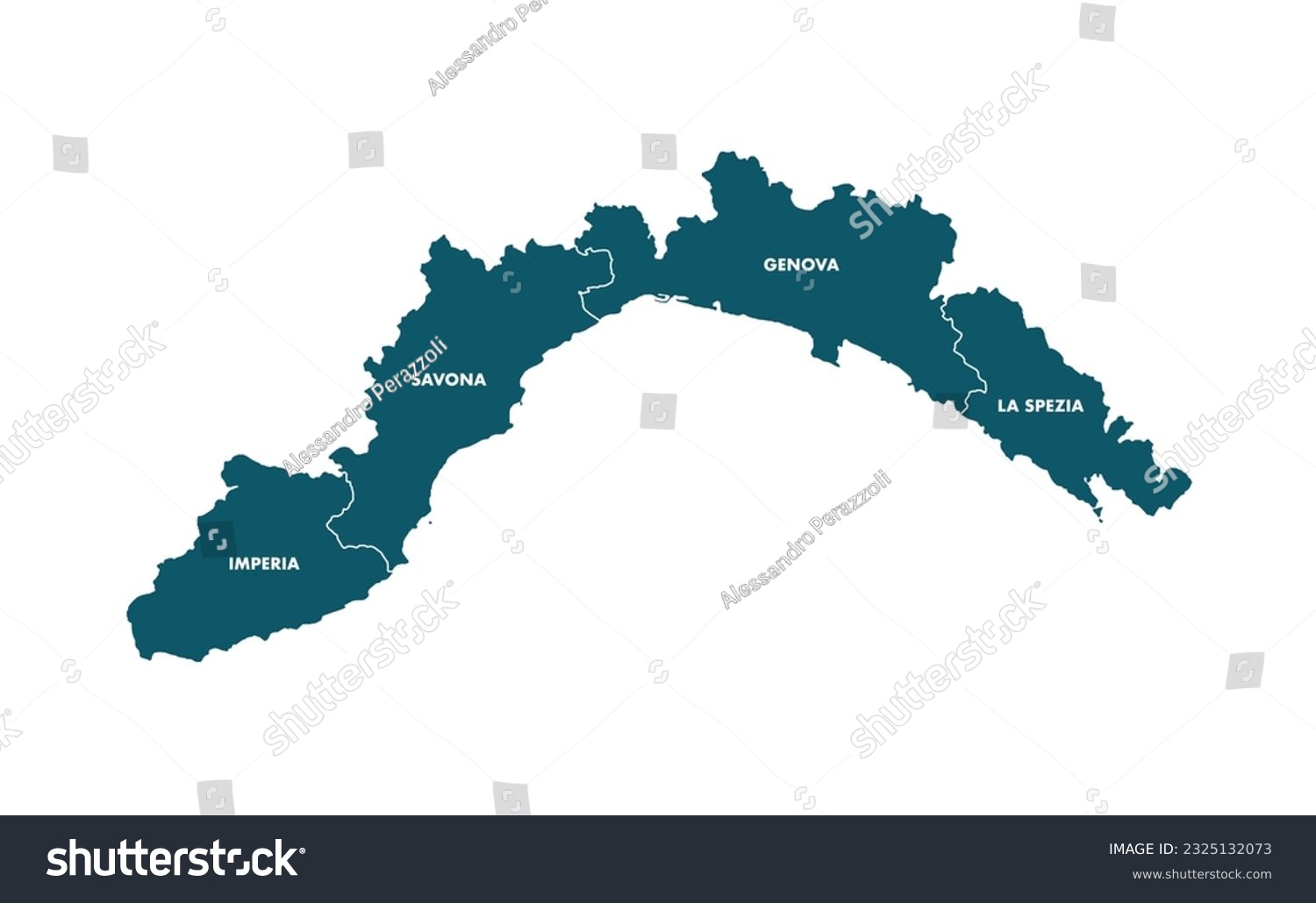 Vector Map of Liguria, Italy - Royalty Free Stock Vector 2325132073 ...