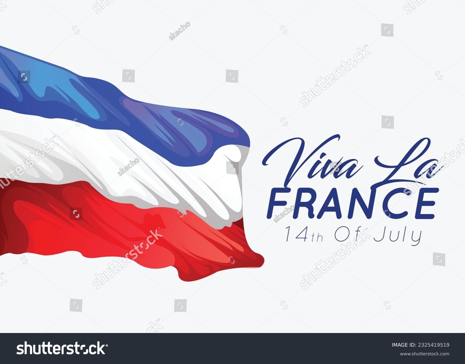 Viva La France Typography With National Flag For Royalty Free Stock Vector 2325419519