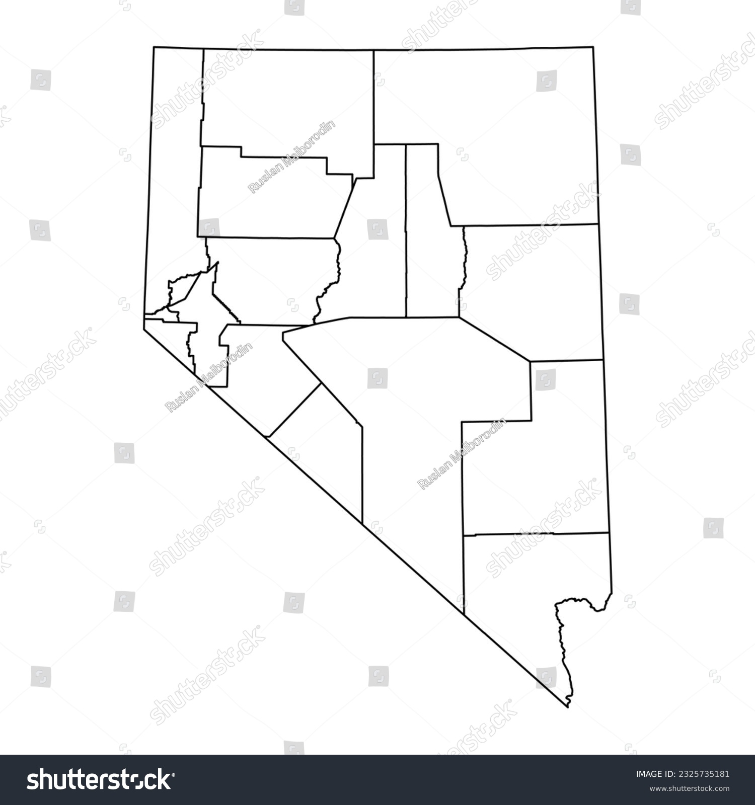 Nevada state map with counties. Vector - Royalty Free Stock Vector ...