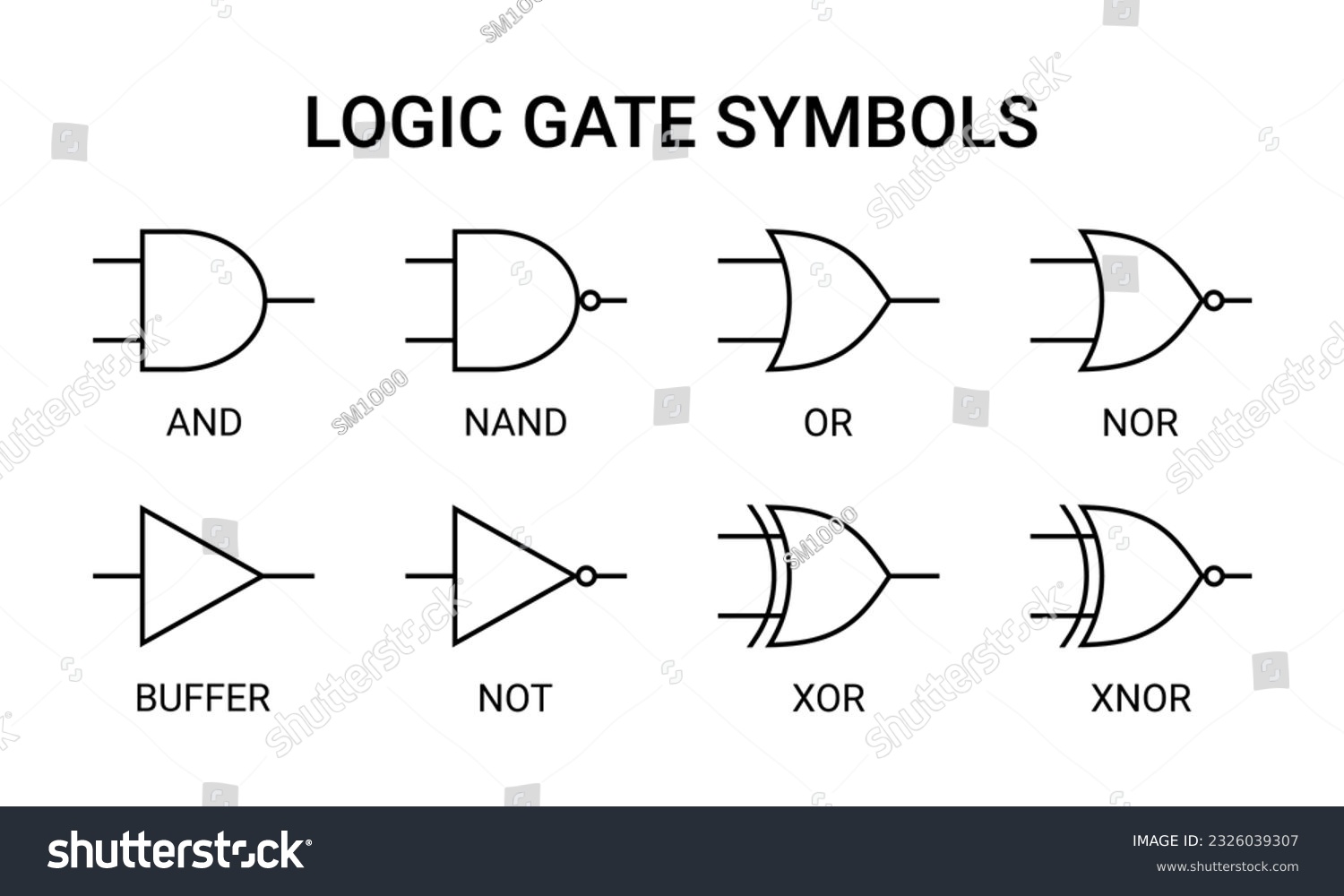 Logic Gate Symbols Vector Illustration - Royalty Free Stock Vector ...