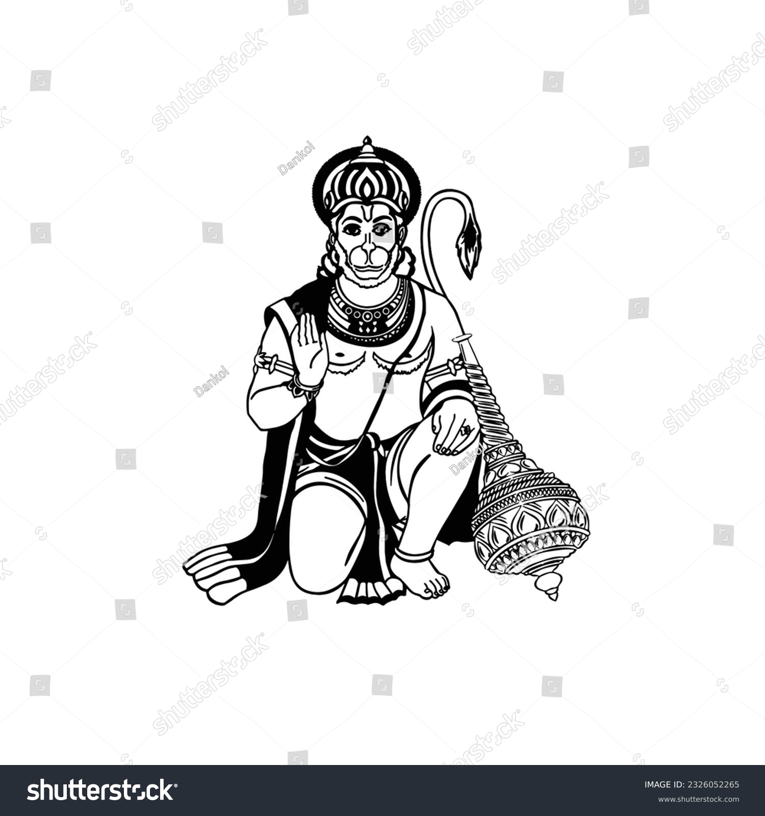 Lord Hanuman Clip Art Vector Design - Royalty Free Stock Vector ...