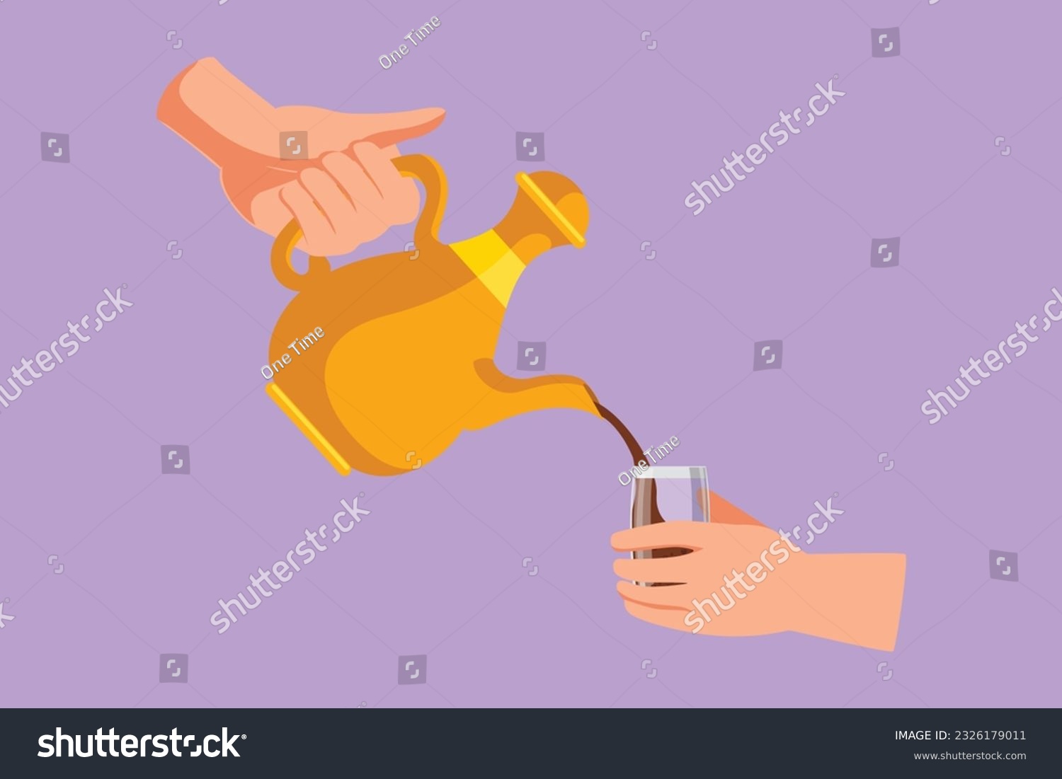 Cartoon flat style drawing hand pouring hot - Royalty Free Stock Vector ...