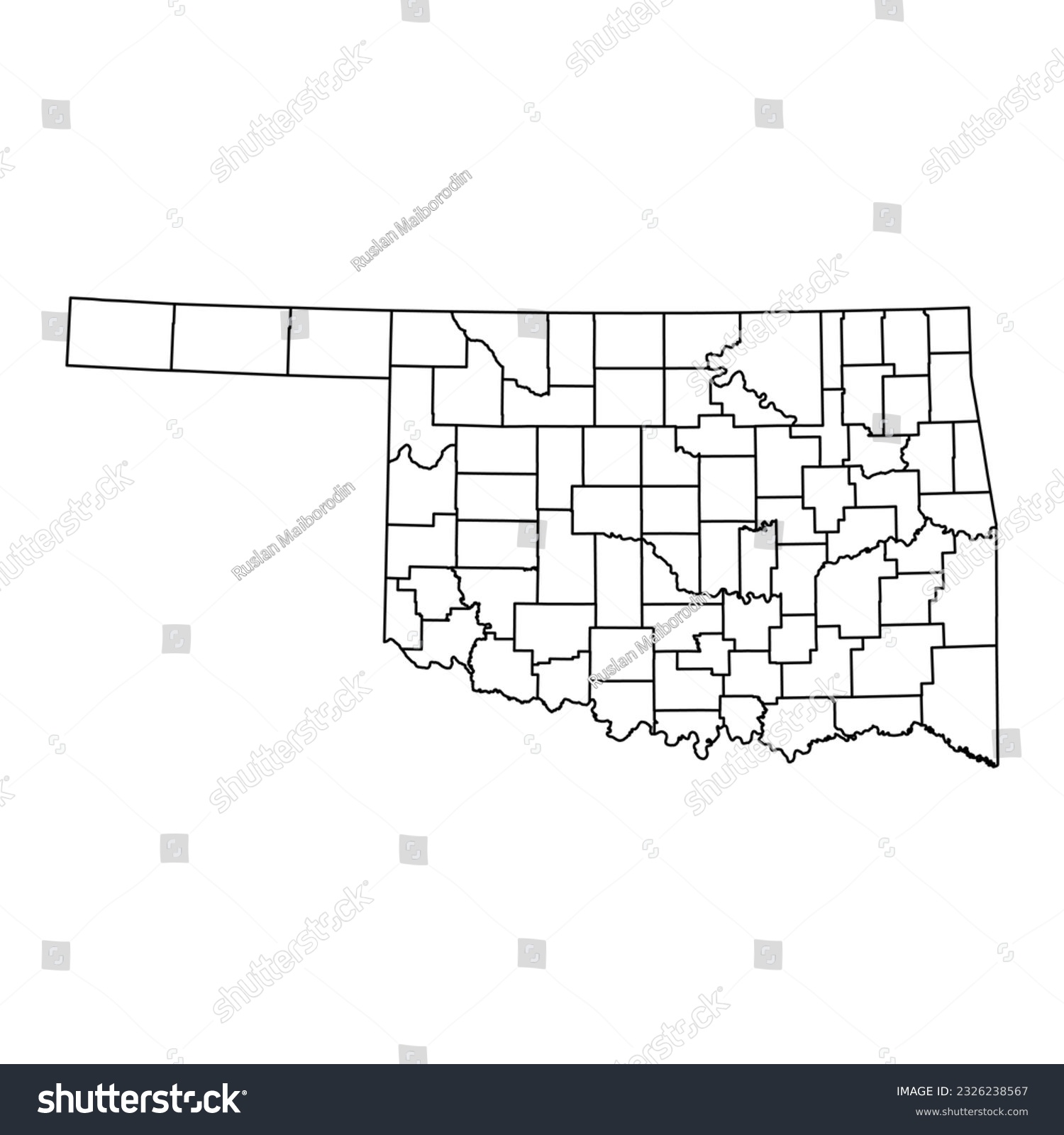 Oklahoma state map with counties. Vector - Royalty Free Stock Vector ...