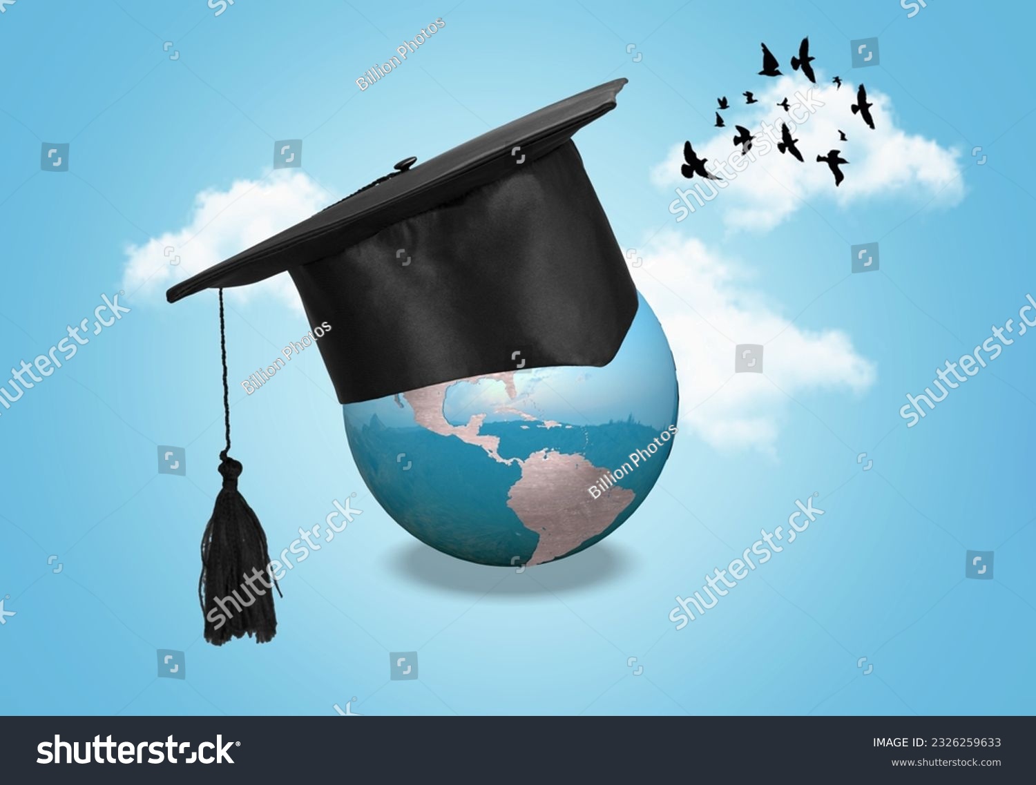 International Education concept. Earth globe in a graduation hat #2326259633