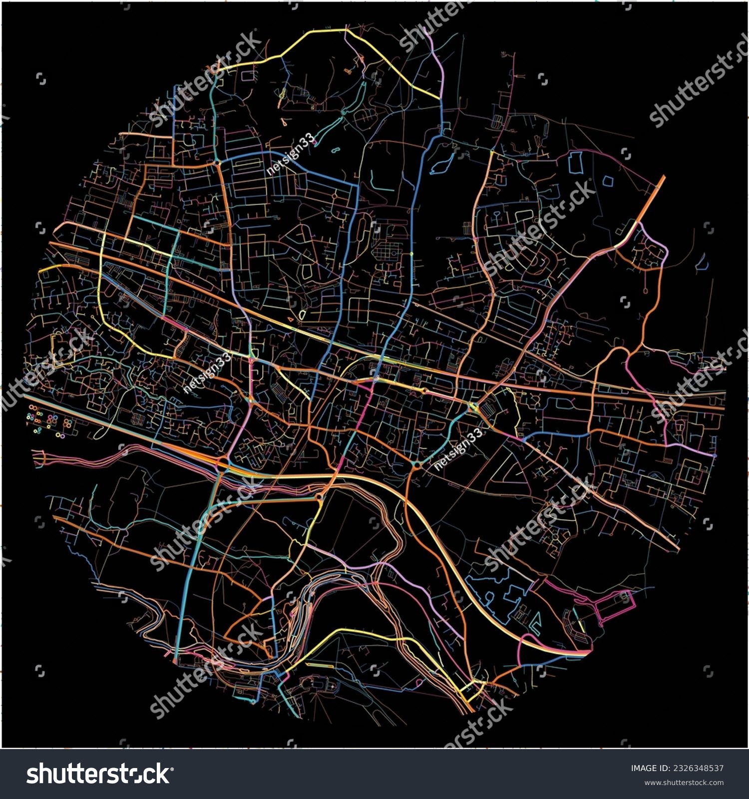 Map of Slough, South East England with all major - Royalty Free Stock ...